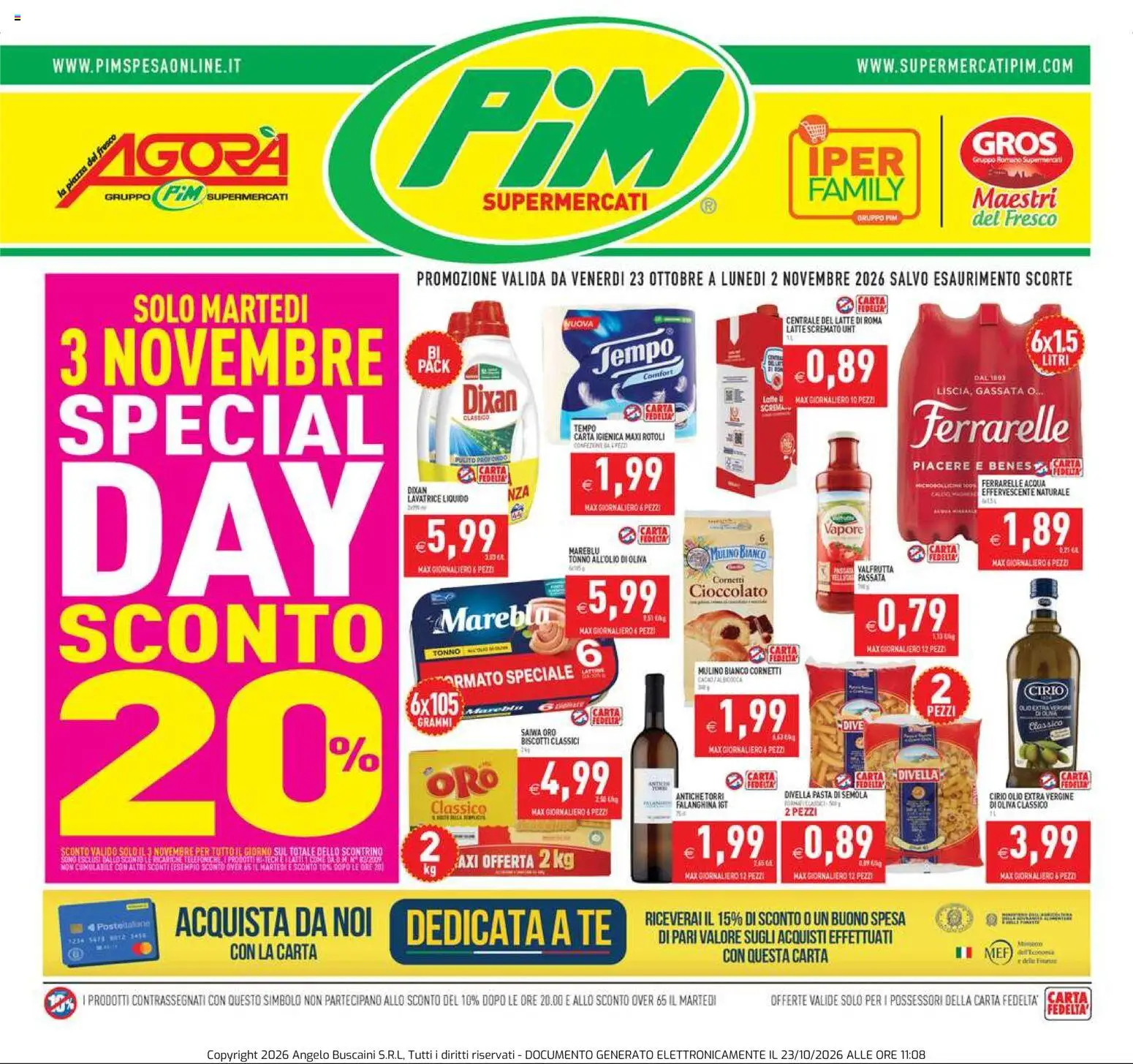 Volantino PIM Supermercati del 23/10/2026 | Pagina: 1
