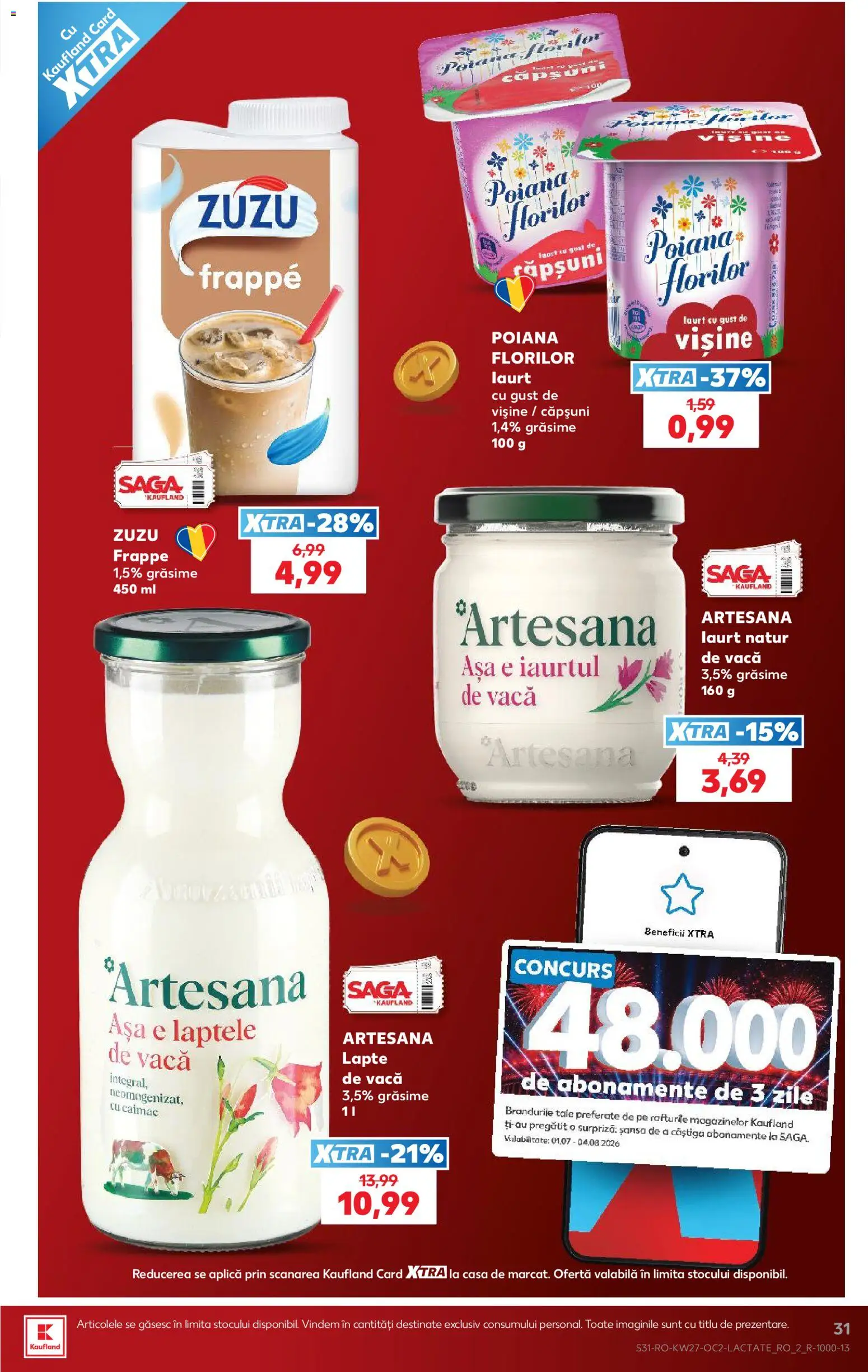 Noul catalog Kaufland – valabil de la 01.07.2026 | Pagină: 31 | Produse: Lapte, Căpșuni