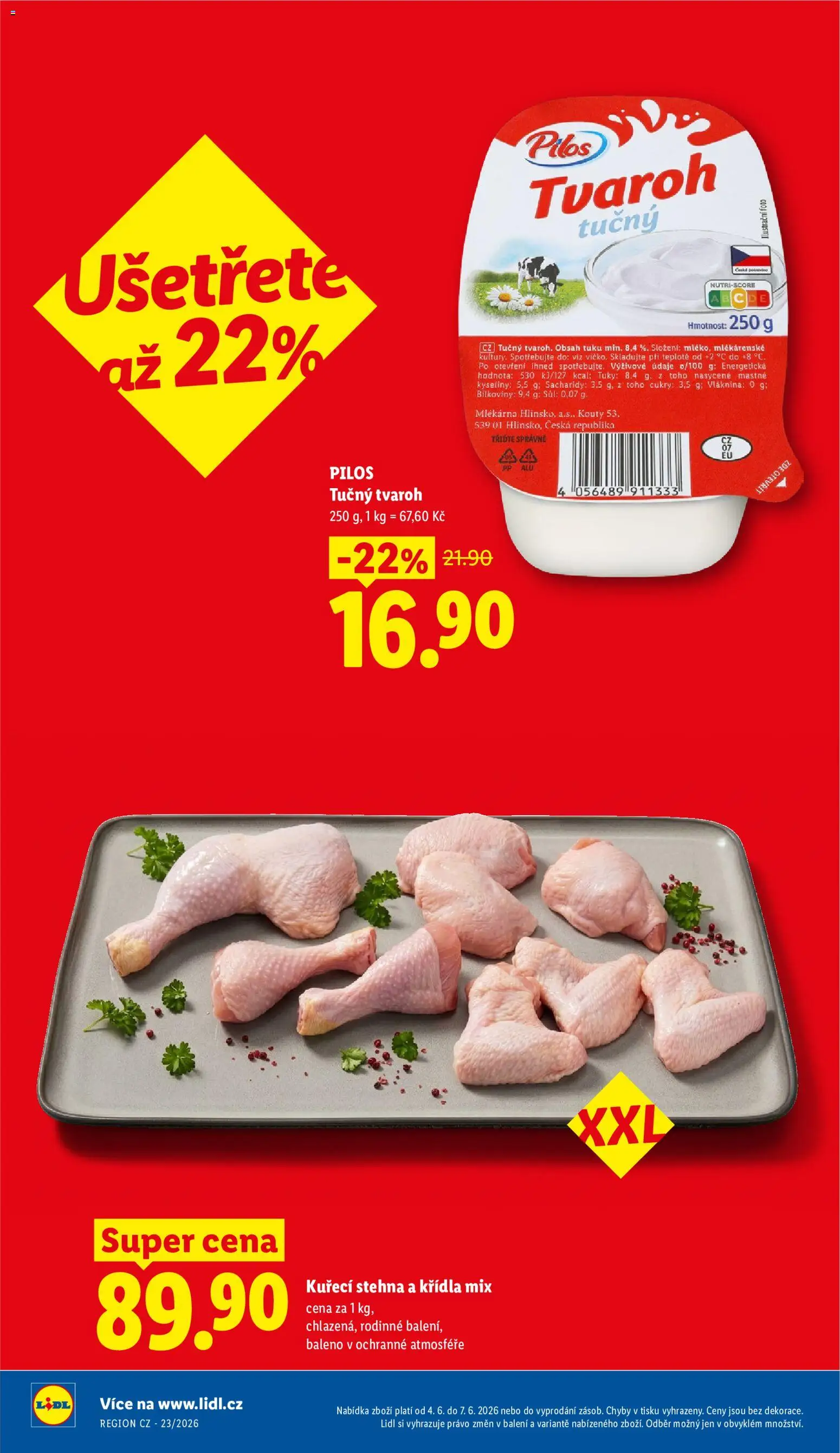 Lidl leták od 04.06.2026 | Strana: 6 | Produkty: Tvaroh, Tvaroh tučný, Kuřecí stehna
