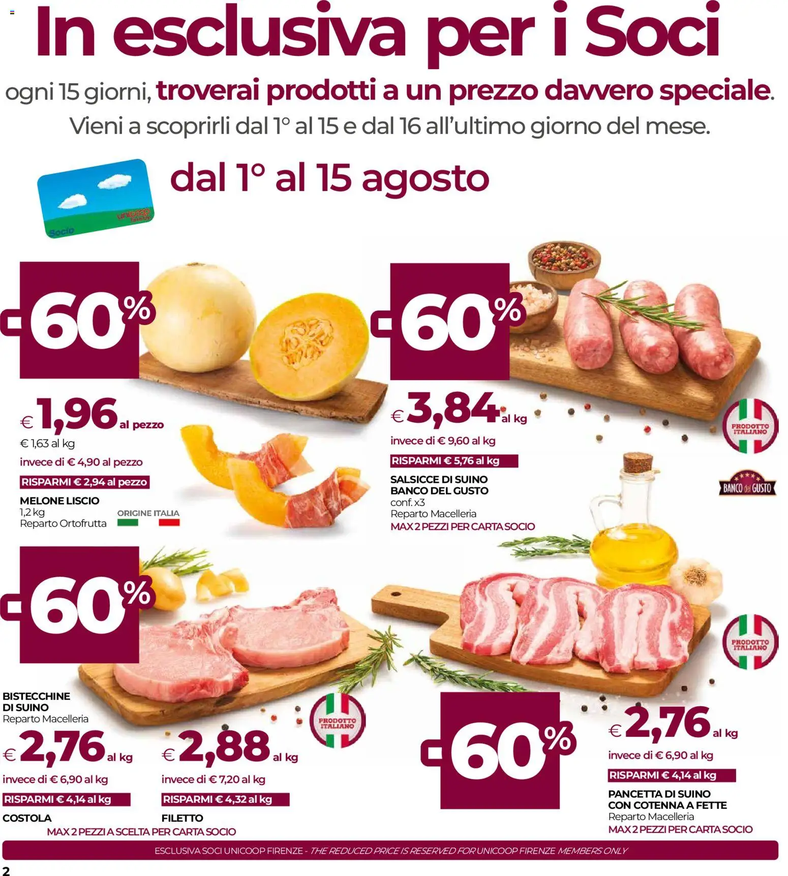 Volantino COOP del 30/07/2026 | Pagina: 2 | Prodotti: Pancetta, Suino, Melone, The