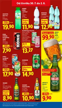 Náhled letáku BRANÍK, 0,5 l, pivo světlé výčepní, záloha na lahev 3 Kč, 1 l = 17,80 Kč od 30.07.2026 | Strana: 27