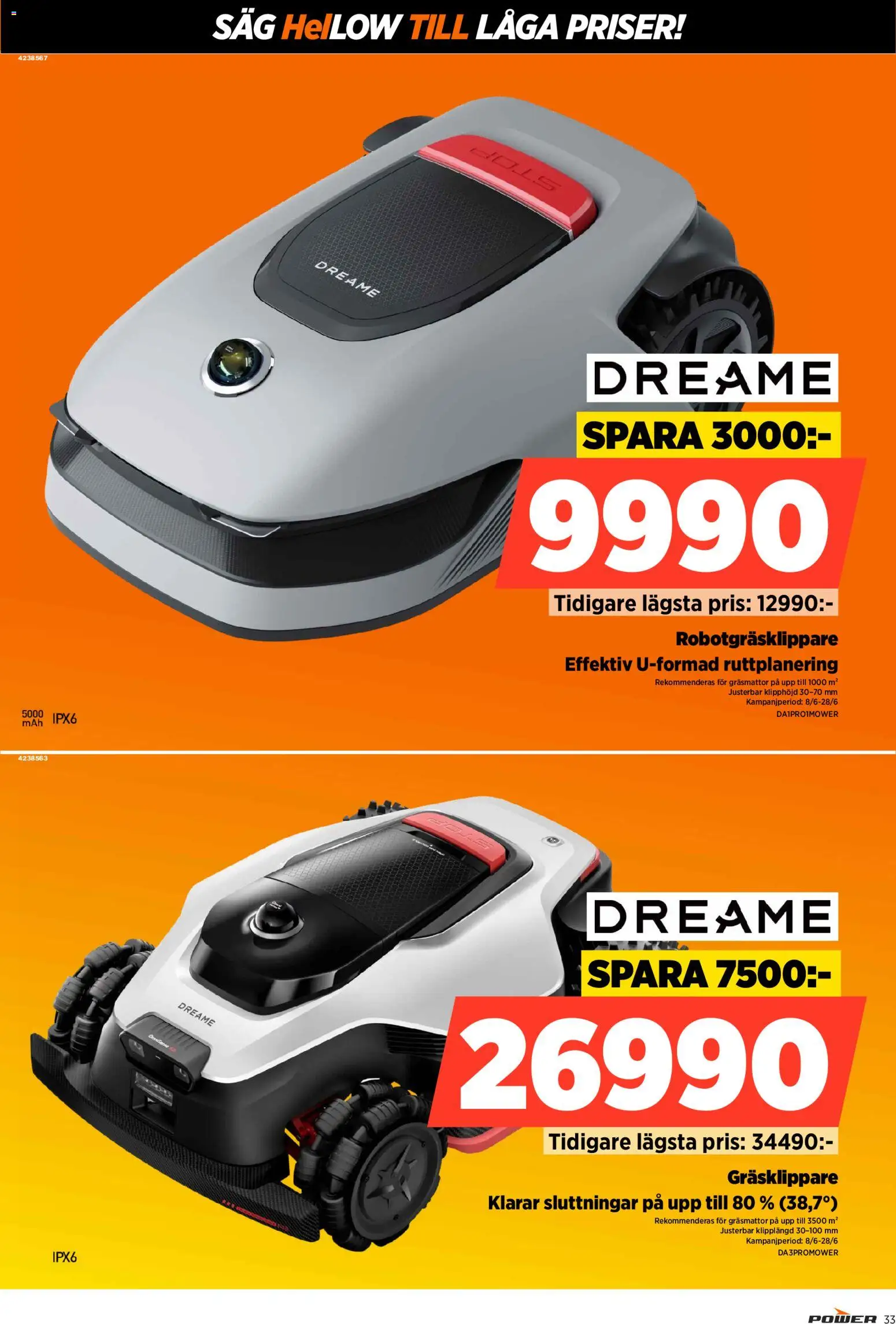 Power reklamblad aktuell från 08.06.2026 | Sida: 33 | Produkter: Robotgräsklippare, Gräsklippare, Såg
