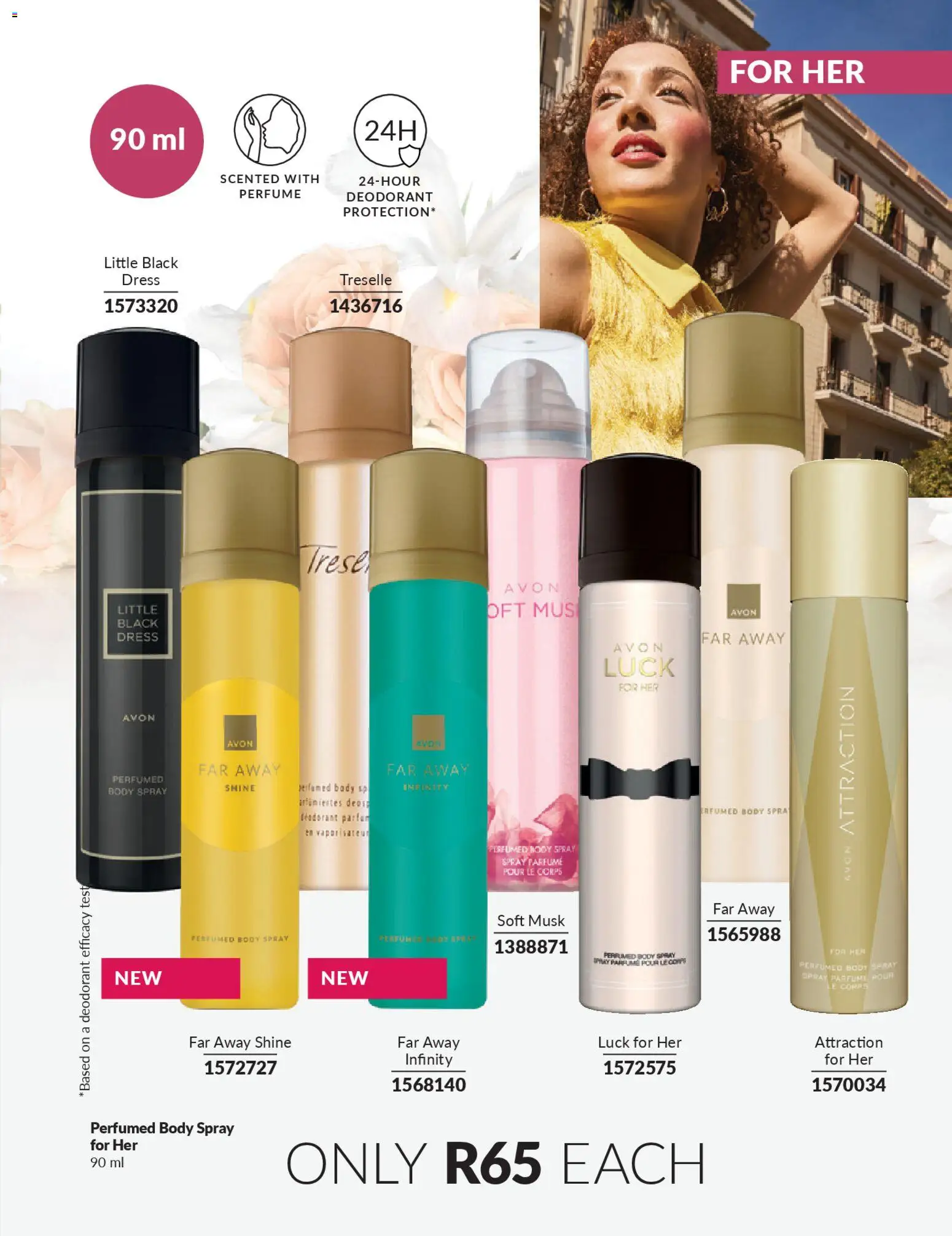 New Avon catalogue – valid from 01.04.2026 | Page: 57 | Products: Dress, Body spray, Perfume, Deodorant