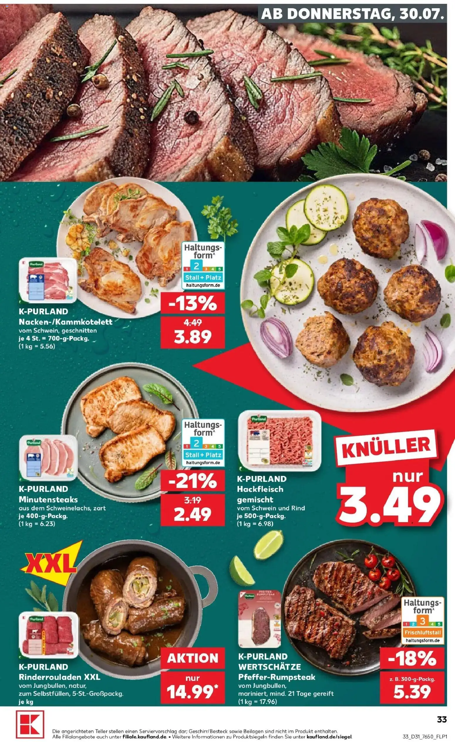 Kaufland Prospekt Hechingen – gültig ab 27.07.2026 | Seite: 42 | Produkte: Rinderrouladen, Hackfleisch