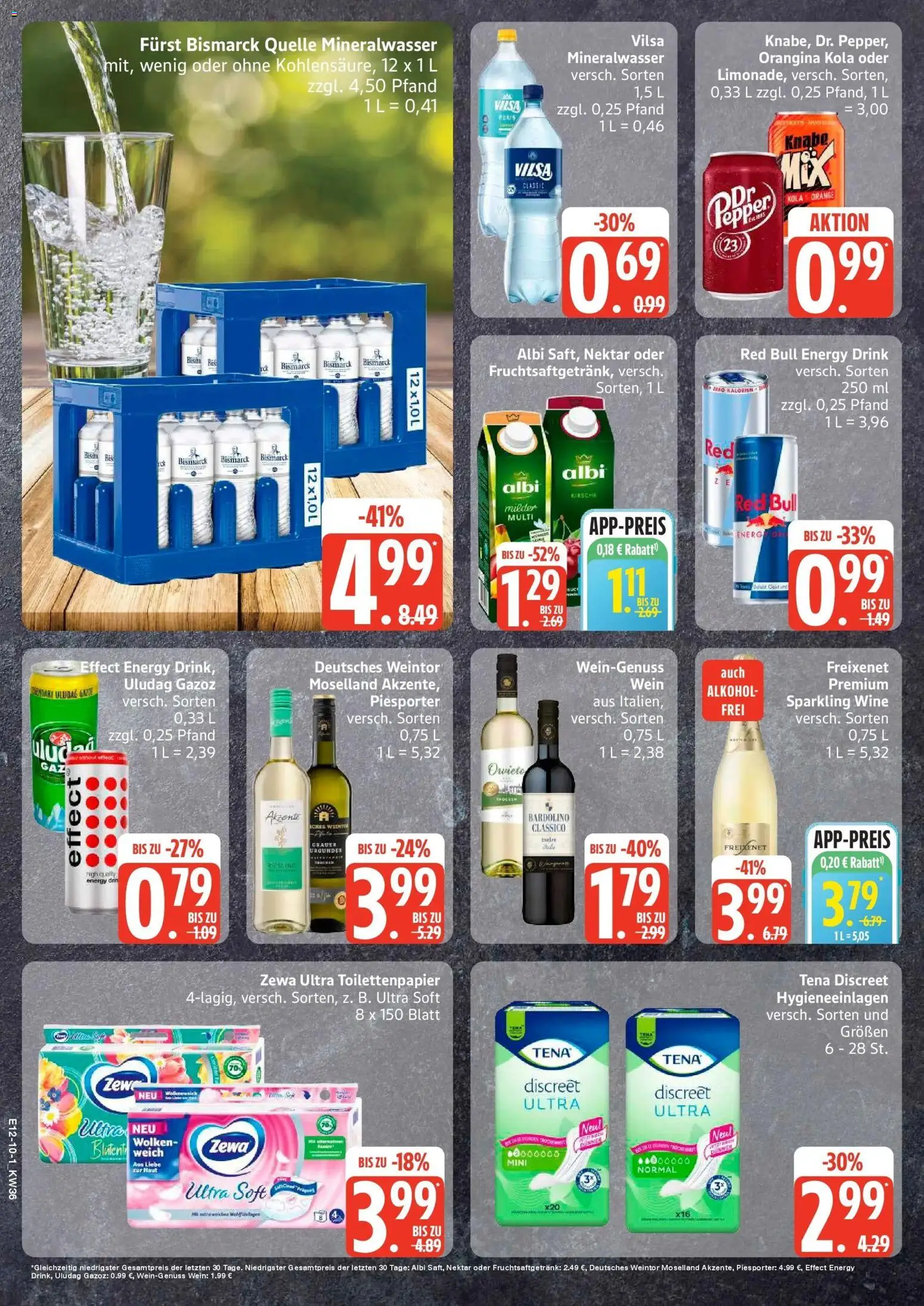 Edeka Prospekt Norderstedt (ab 31.08.2026) » Angebote Online | Seite: 10 | Produkte: Red bull, Alkohol, Wein, Toilettenpapier