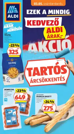 Aldi Tartós árcsökkentés flyer - amely érvényes a következő dátumtól: 03.05.2026