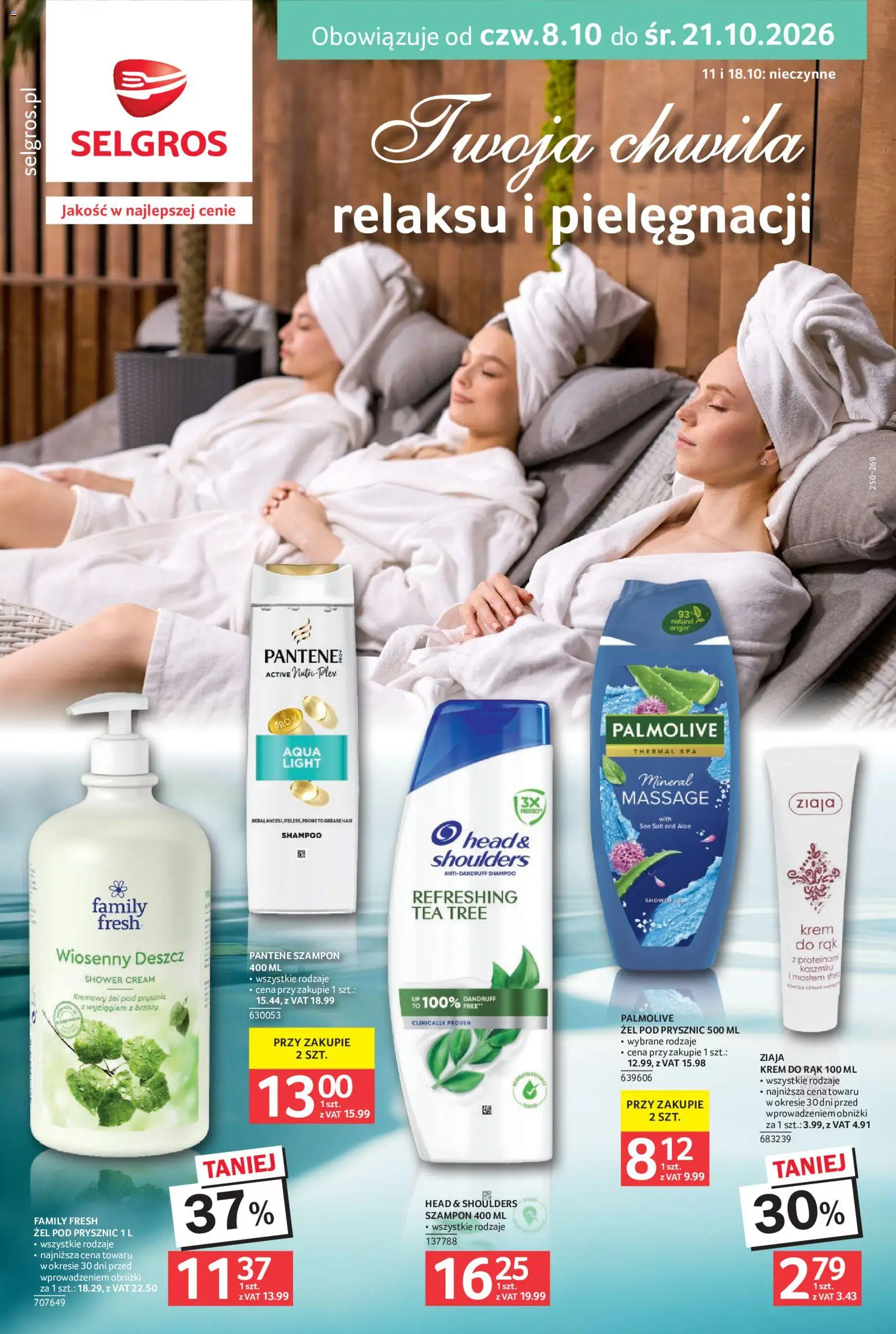 Selgros cash&carry gazetka - Uroda od 08.10.2026 | Strona: 1 | Produkty: Prysznic, Szampon, Żel pod prysznic, Krem