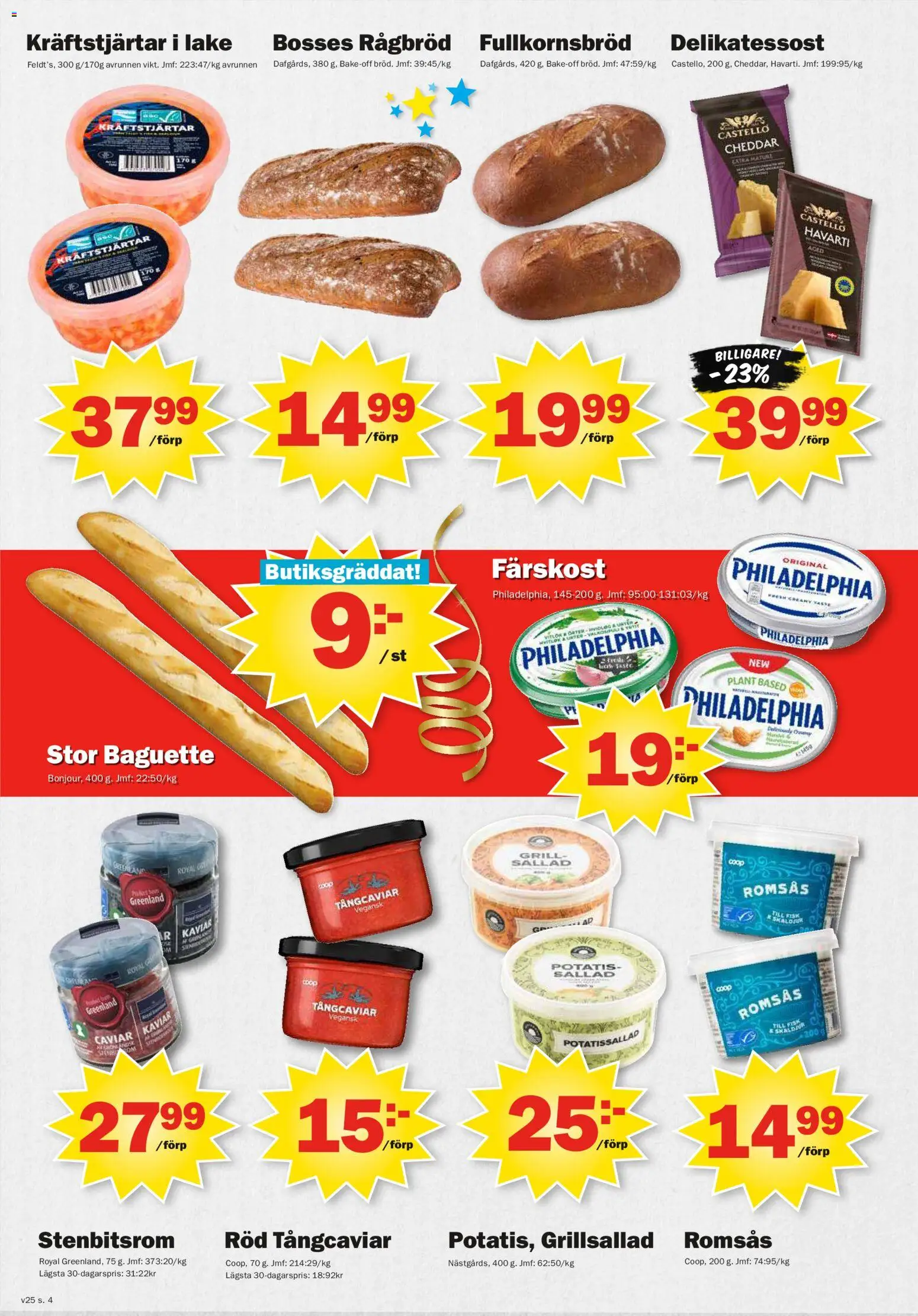 Pekås reklamblad aktuell från 15.06.2026 | Sida: 4 | Produkter: Baguette, Cheddar, Potatis, Sallad