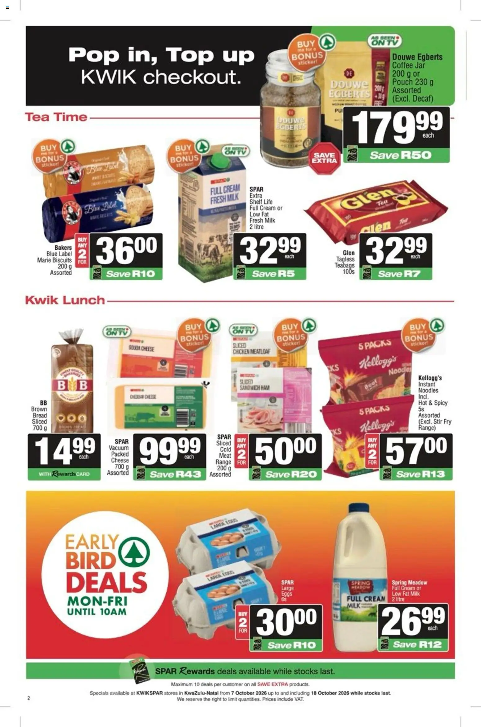 New KWIKSPAR catalogue – valid from 07/10/2026 | Page: 2 | Products: Meadow, Cheese, Bread, Ham
