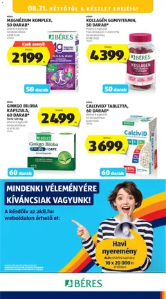 BÉRES CALCivid7 TABLETTA, 60 DARAB*, étrend-kiegészítő - amely érvényes a következő dátumtól: 2026.08.27. | Oldal: 33