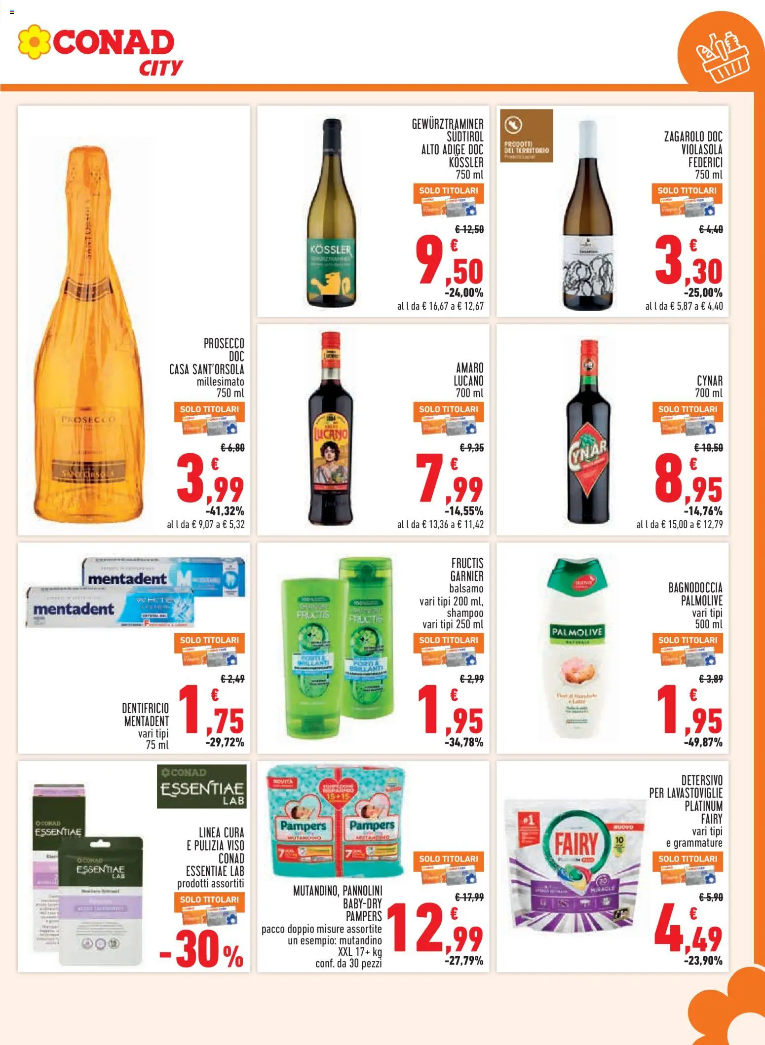 Volantino Conad del 23/09/2026 | Pagina: 13 | Prodotti: Lavastoviglie, Pampers, Doccia, Amaro
