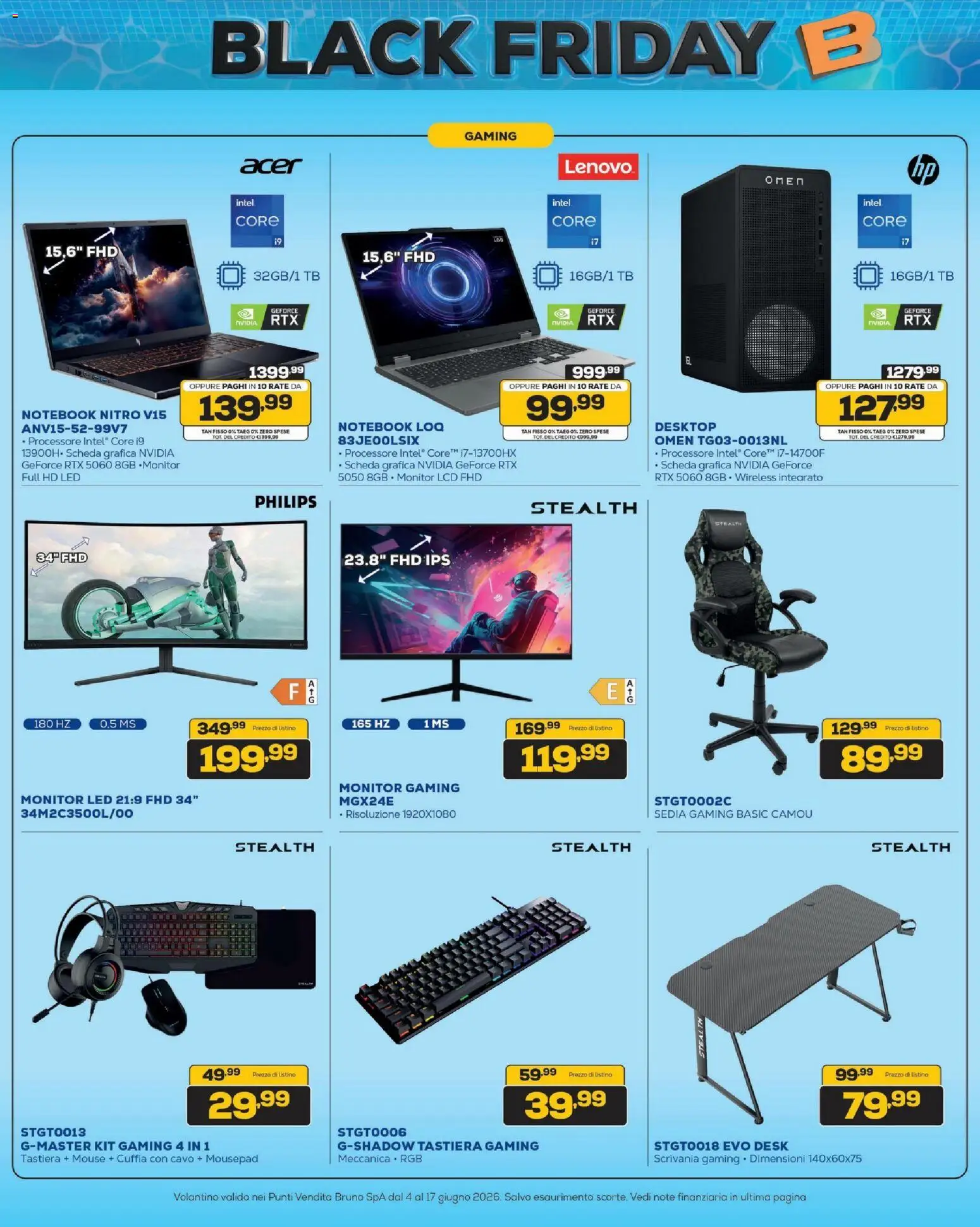 Volantino BRUNO del 04.06.2026 | Pagina: 18 | Prodotti: Notebook, Mouse, Sedia, Scrivania