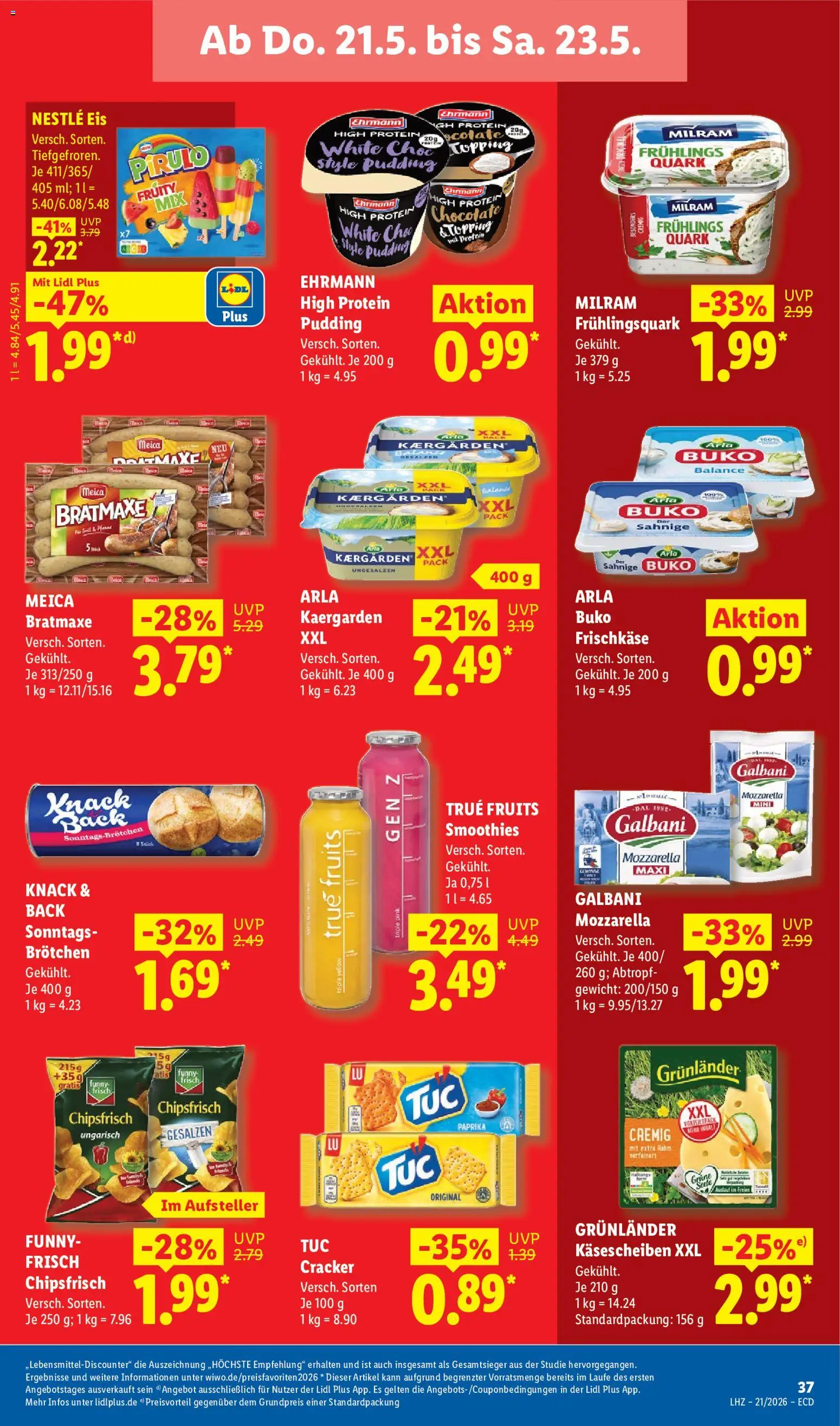 Lidl Prospekt – gültig ab 18.05.2026 | Seite: 65 | Produkte: Quark, Mozzarella, Pudding, Arla buko