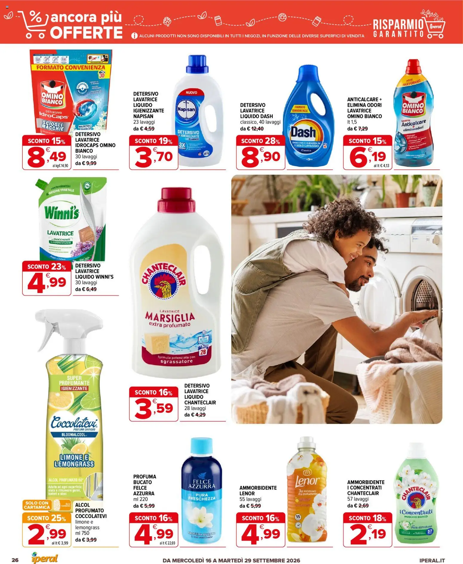 Volantino Iperal del 16/09/2026 | Pagina: 26 | Prodotti: Anticalcare, Sgrassatore, Limone, Lavatrice
