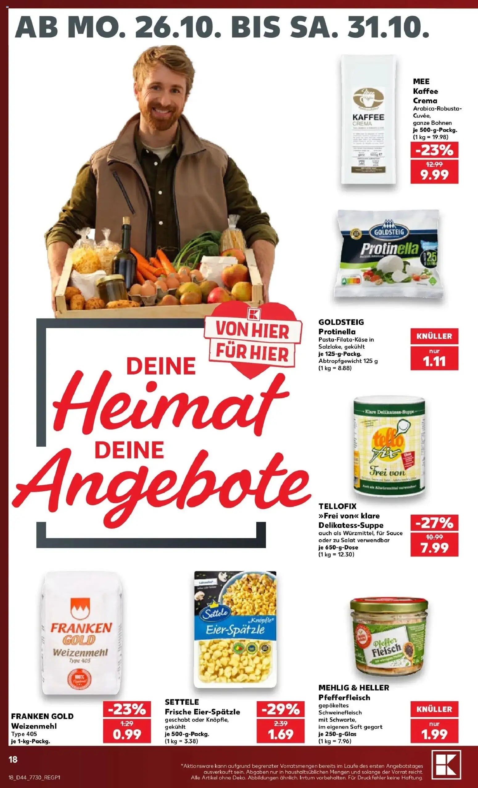 Prospekt Kaufland ab 26.10.2026 » Angebote Online zum Blättern | Seite: 22 | Produkte: Kaffee, Weizenmehl, Schweinefleisch, Fleisch