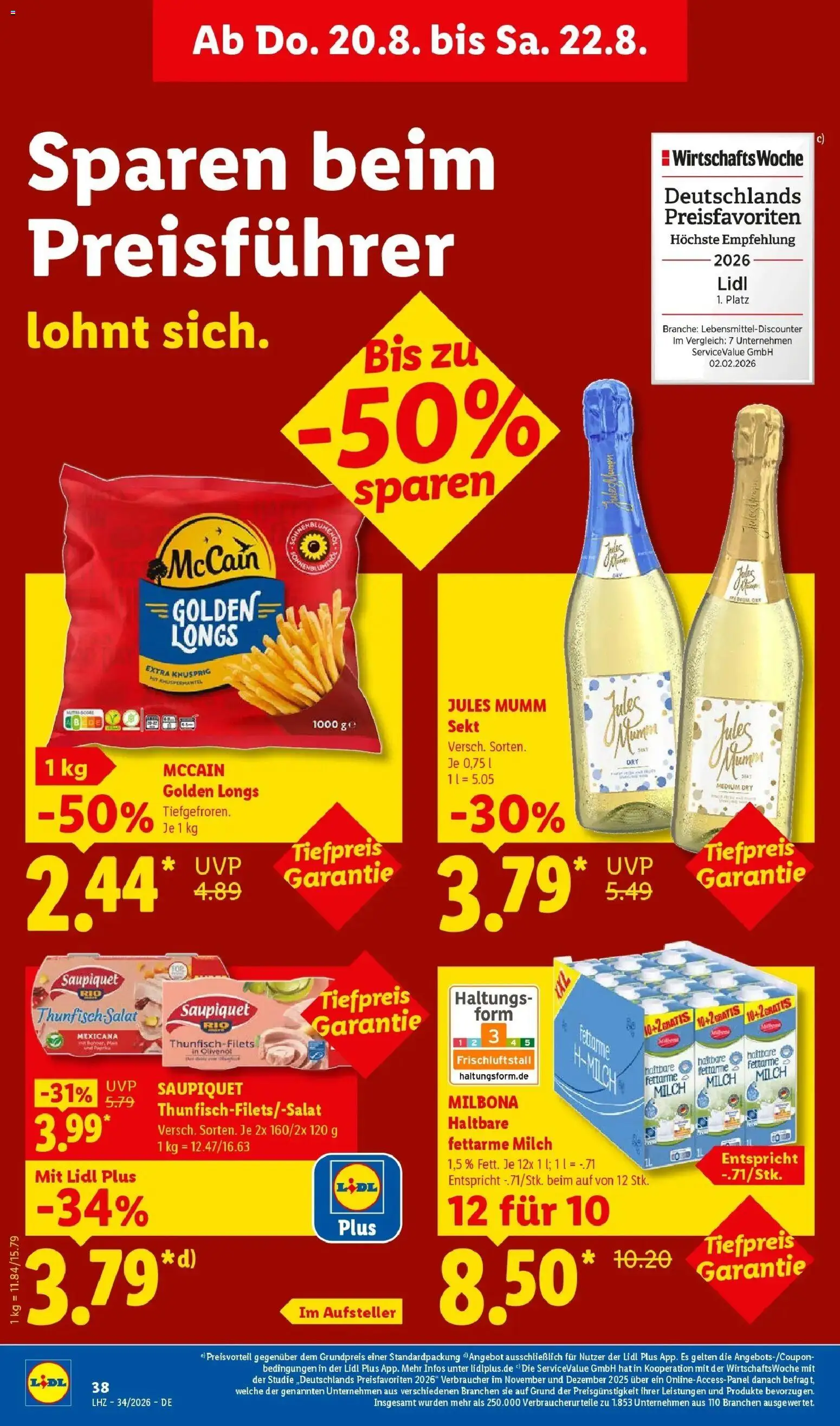 Lidl Prospekt Mühlacker (ab 17.08.2026) zum Blättern » Angebote | Seite: 64 | Produkte: Milch, Sekt, McCain, Salat