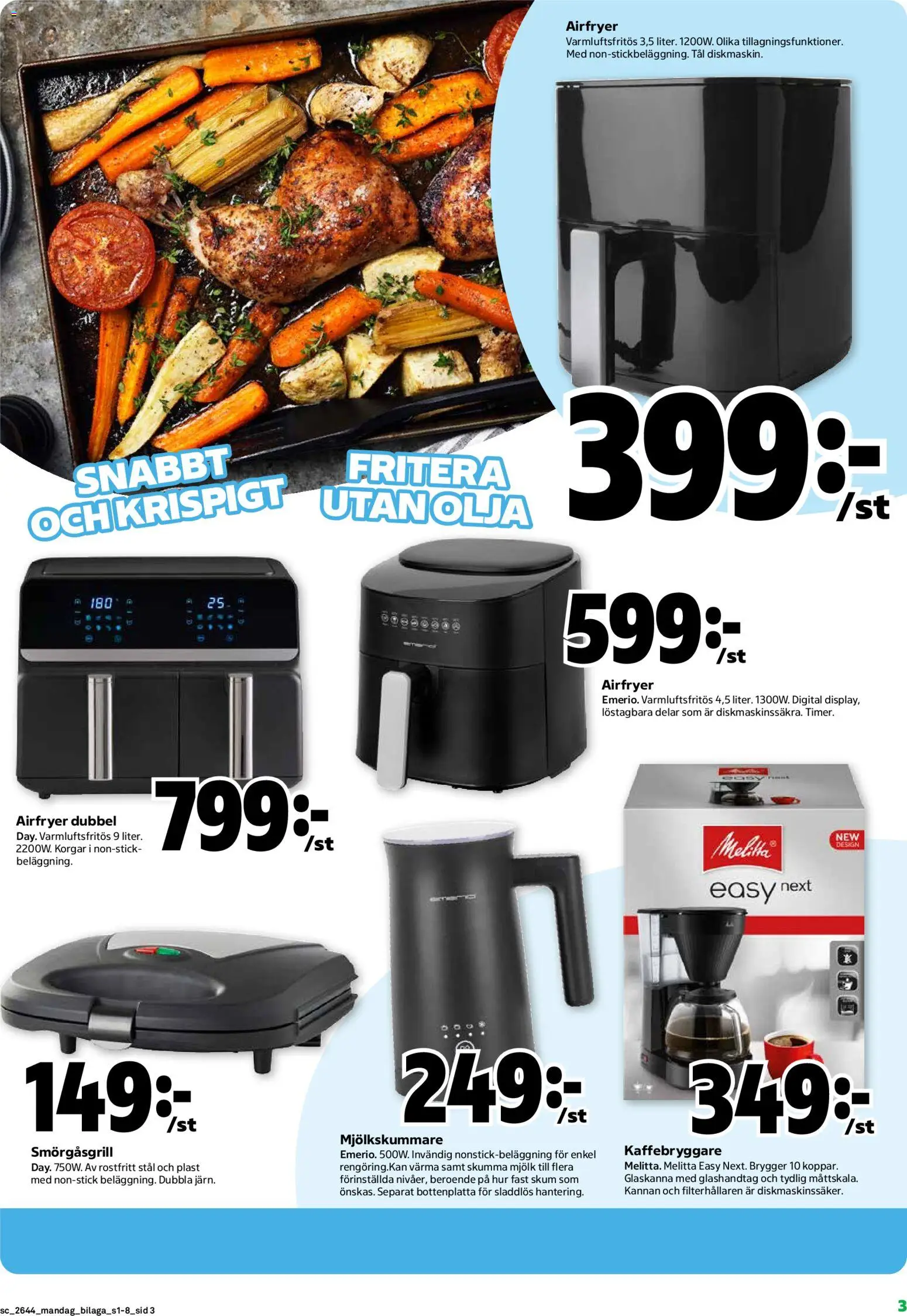 Stora Coop reklamblad aktuell från 26/10/2026 | Sida: 15 | Produkter: Varmluftsfritös, Mjölkskummare, Olja, Airfryer