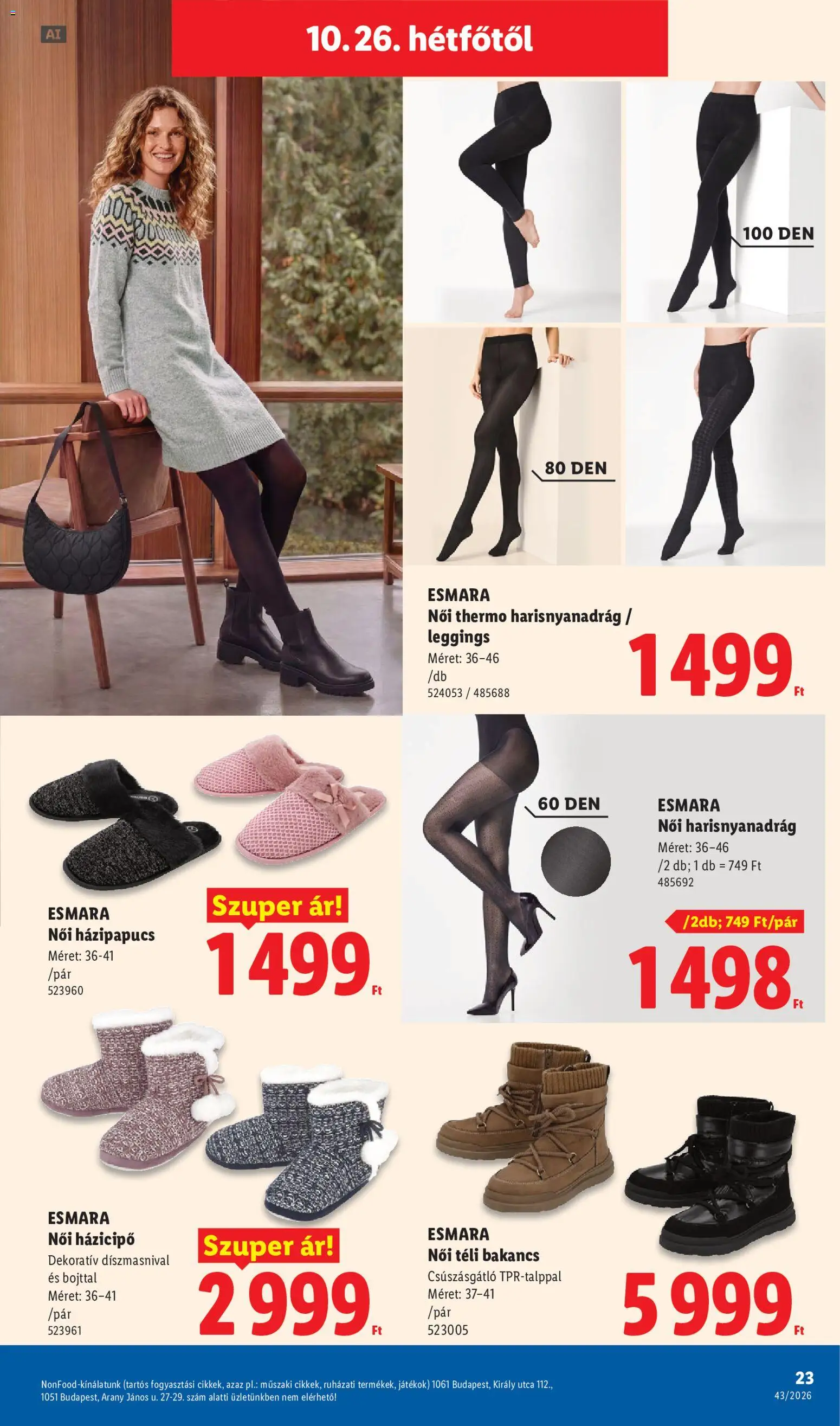 Lidl akciós ujság - amely érvényes a következő dátumtól: 2026.10.22. | Oldal: 23 | Termékek: Harisnyanadrág, Játékok, Esmara, Leggings