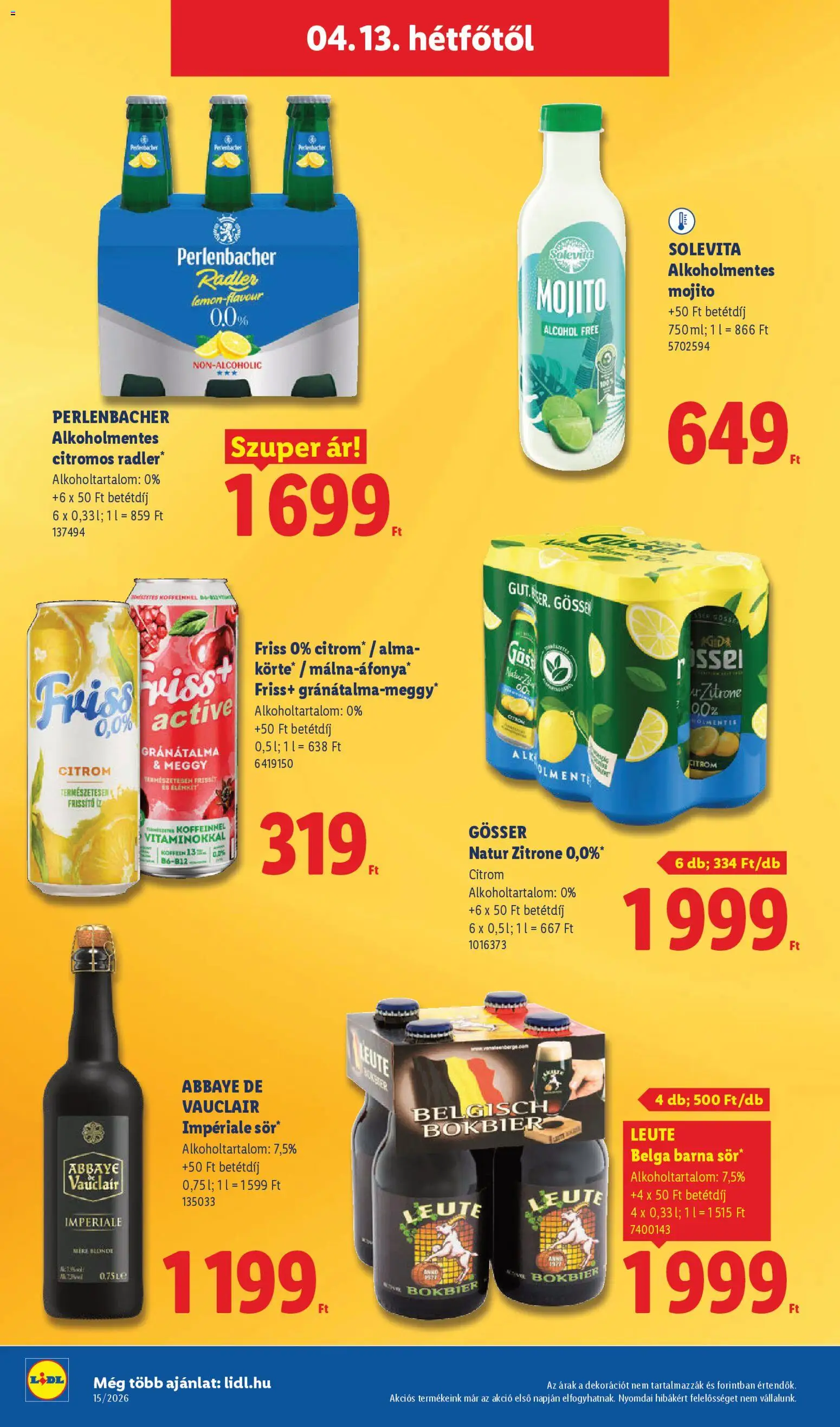 Lidl akciós ujság - amely érvényes a következő dátumtól: 09.04.2026 | Oldal: 62 | Termékek: Radler, Meggy, Gösser, Citrom
