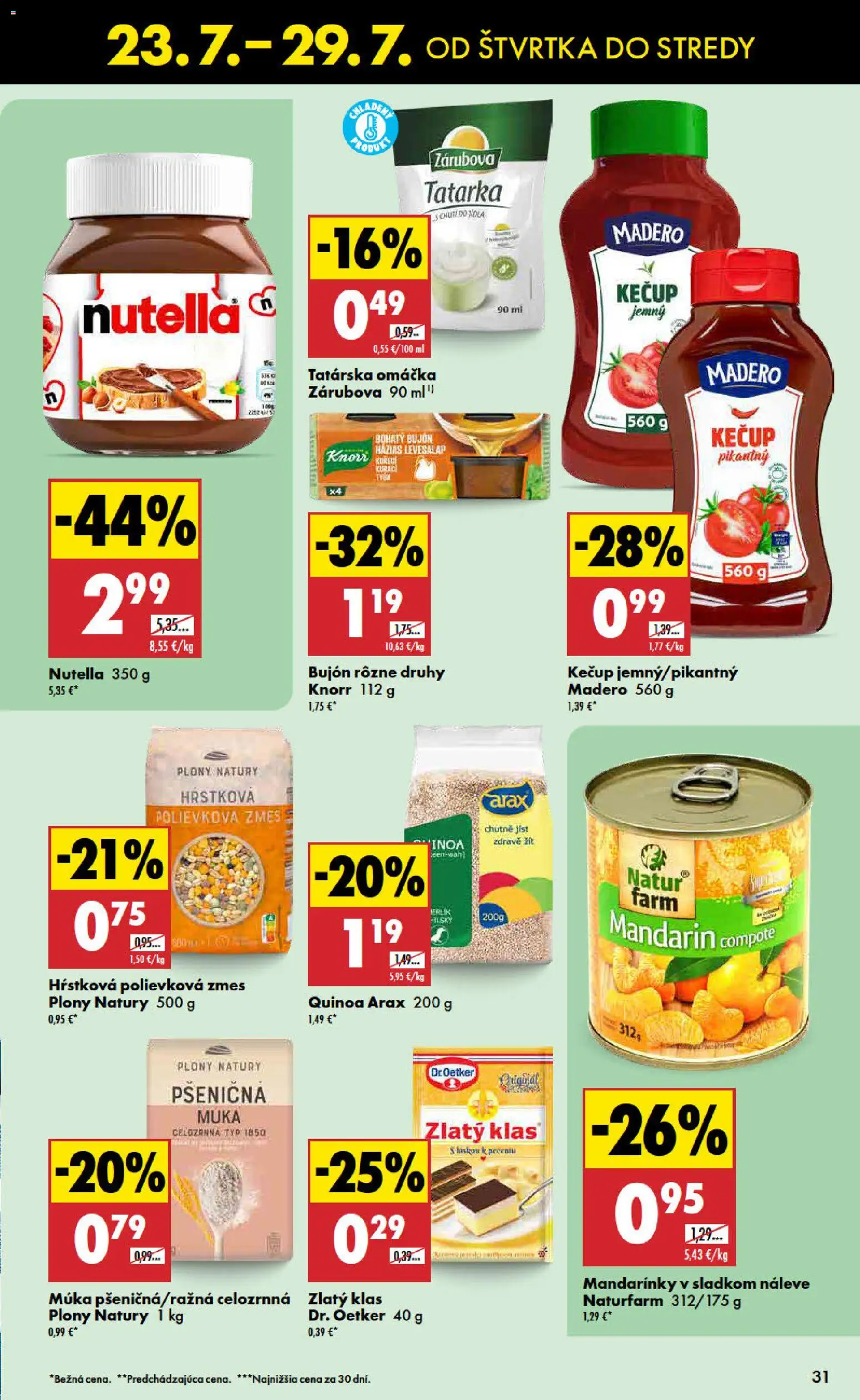 Nové Biedronka akcie – leták je platný od 23.07.2026 | Strana: 31 | Produkty: Bujón, Zlatý klas, Múka, Nutella