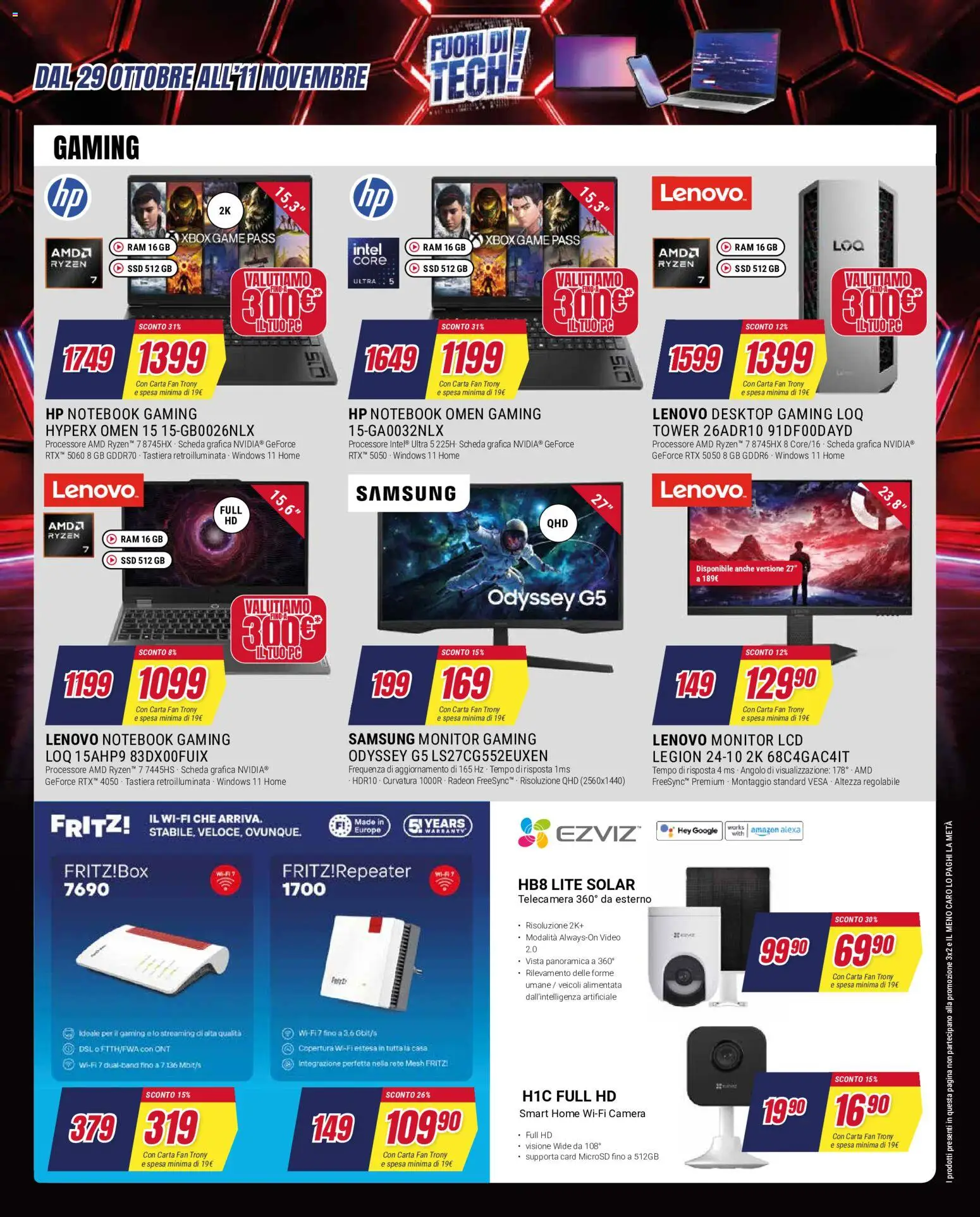 Volantino Trony del 29/10/2026 | Pagina: 40 | Prodotti: Monitor, Notebook, Tastiera, Samsung