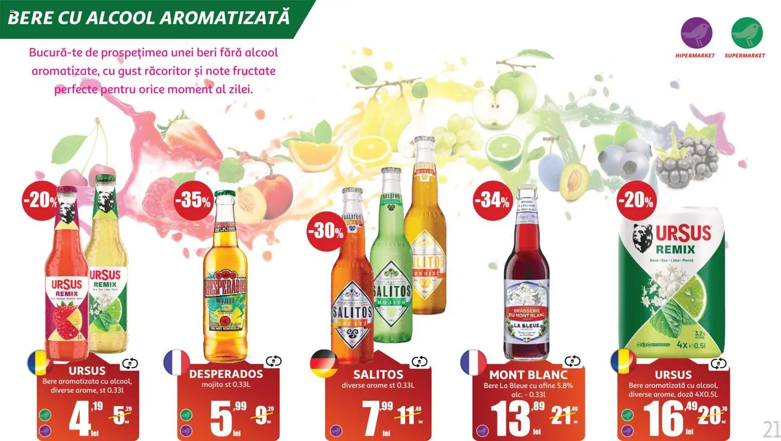 Noul catalog Auchan – valabil de la 10.06.2026 | Pagină: 21 | Produse: Afine, Eğitim çantaları, Bere