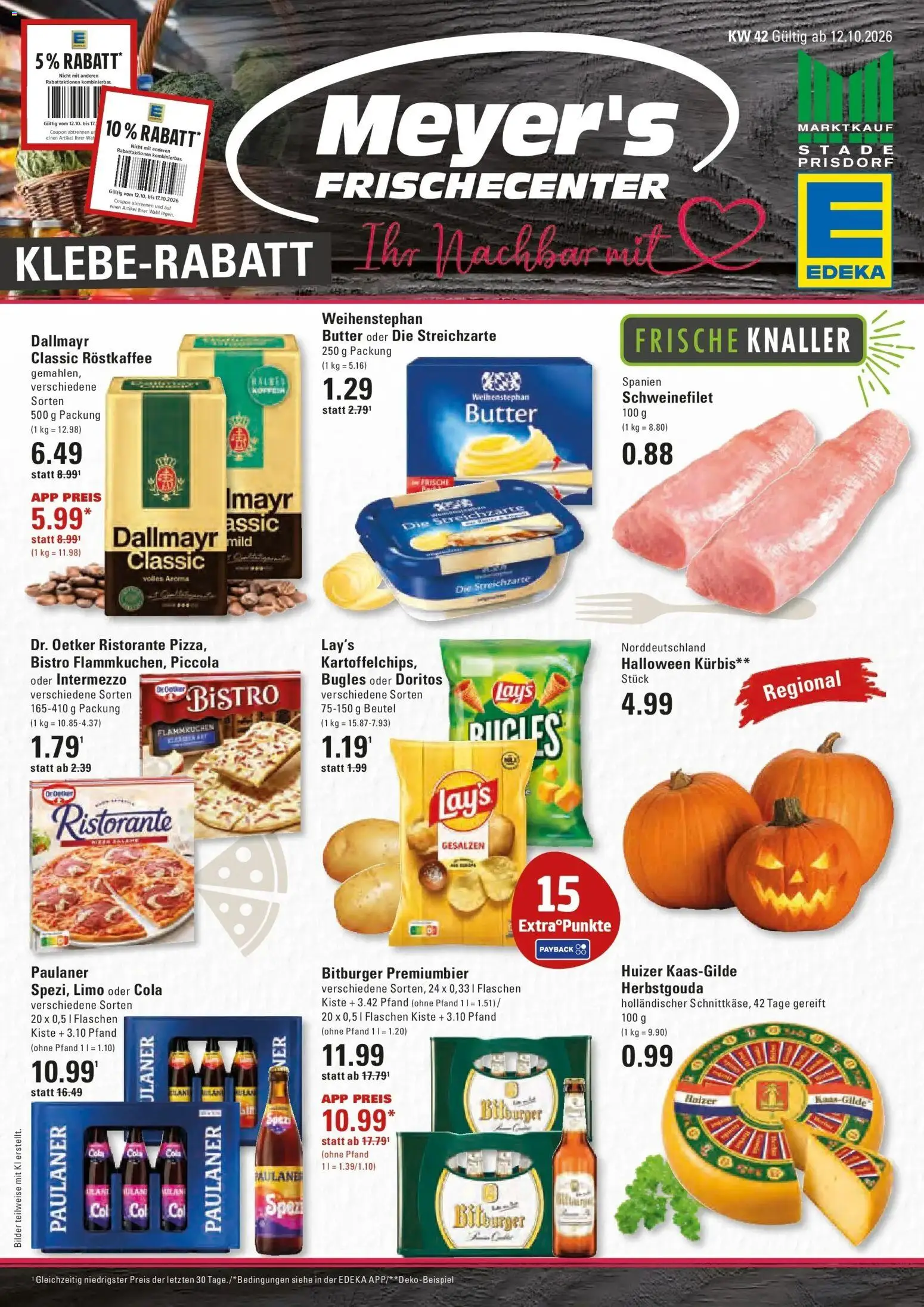 Edeka Prospekt Stade (ab 12.10.2026) » Angebote Online | Seite: 1 | Produkte: Bitburger, Schweinefilet, Bilder, Kürbis