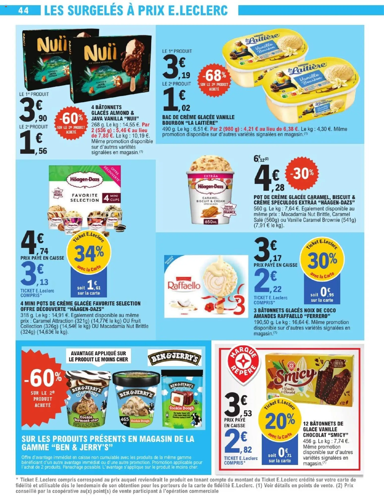 {H1} | Page: 44 | Produits: Glaces, Noix de coco, Raffaello, Amandes