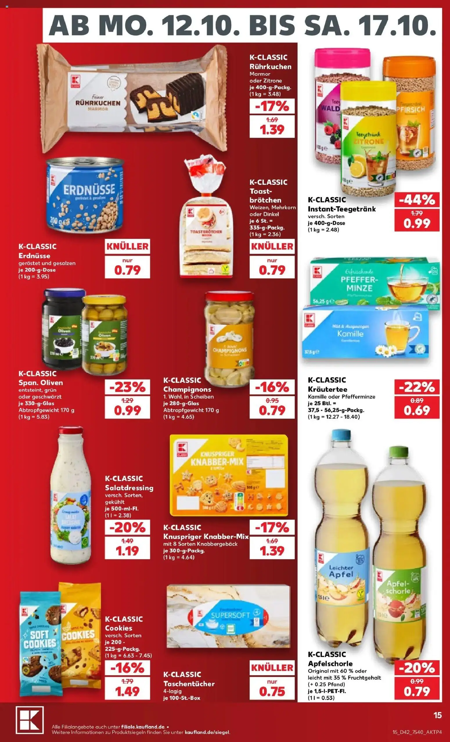 Prospekt Kaufland ab 12.10.2026 » Angebote Online zum Blättern | Seite: 19 | Produkte: Erdnüsse, Äpfel, Champignons, Zitrone