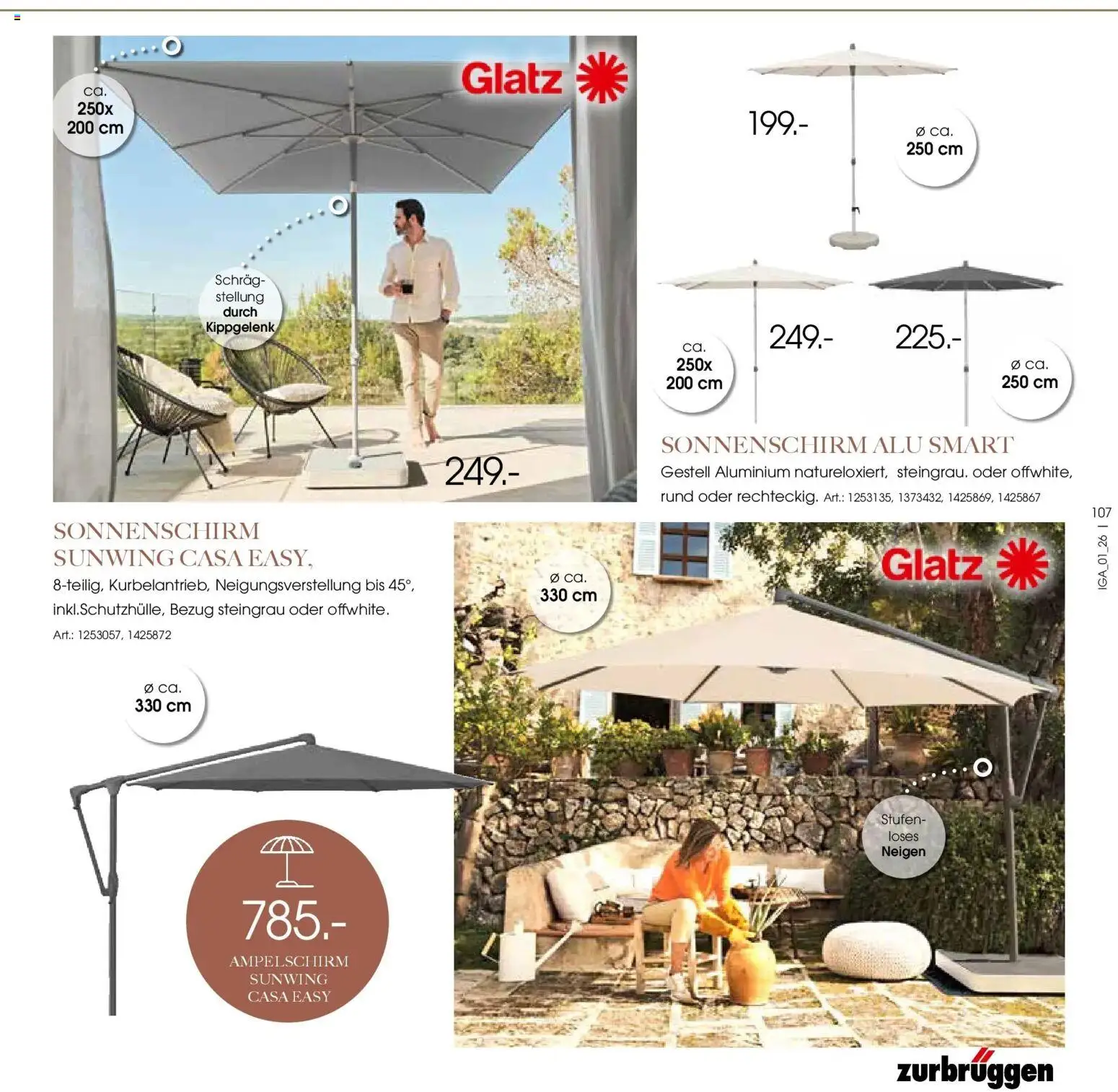 Zurbrüggen Garten Unna – gültig ab 19.03.2025 | Seite: 107 | Produkte: Sonnenschirm