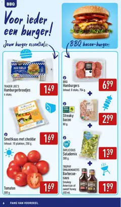 Aldi folder - Buiten eten - Voorbeeld van een folder van Aldi, geldig van 01.06.2026 | Pagina: 6 | Producten: Tomaten, Cheeseburger, Bacon, Sesamzaad