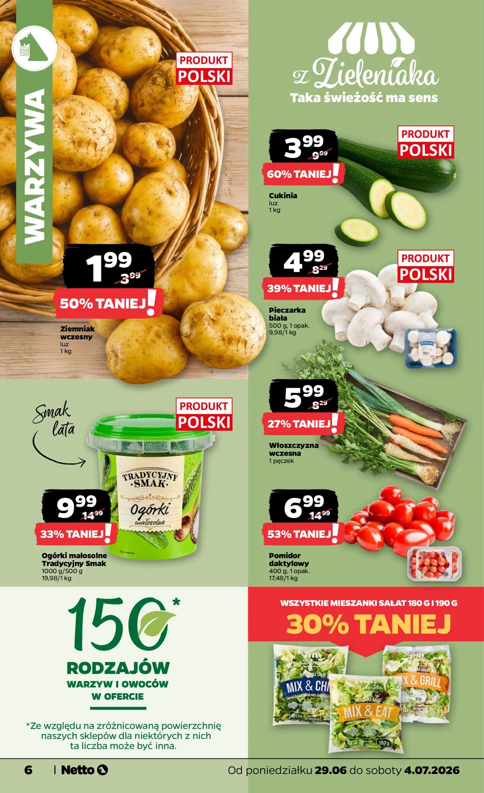 Netto gazetka od poniedziałku spożywcza od 29.06.2026 | Strona: 6 | Produkty: Grill, Cukinia, Ogórki, Warzywa