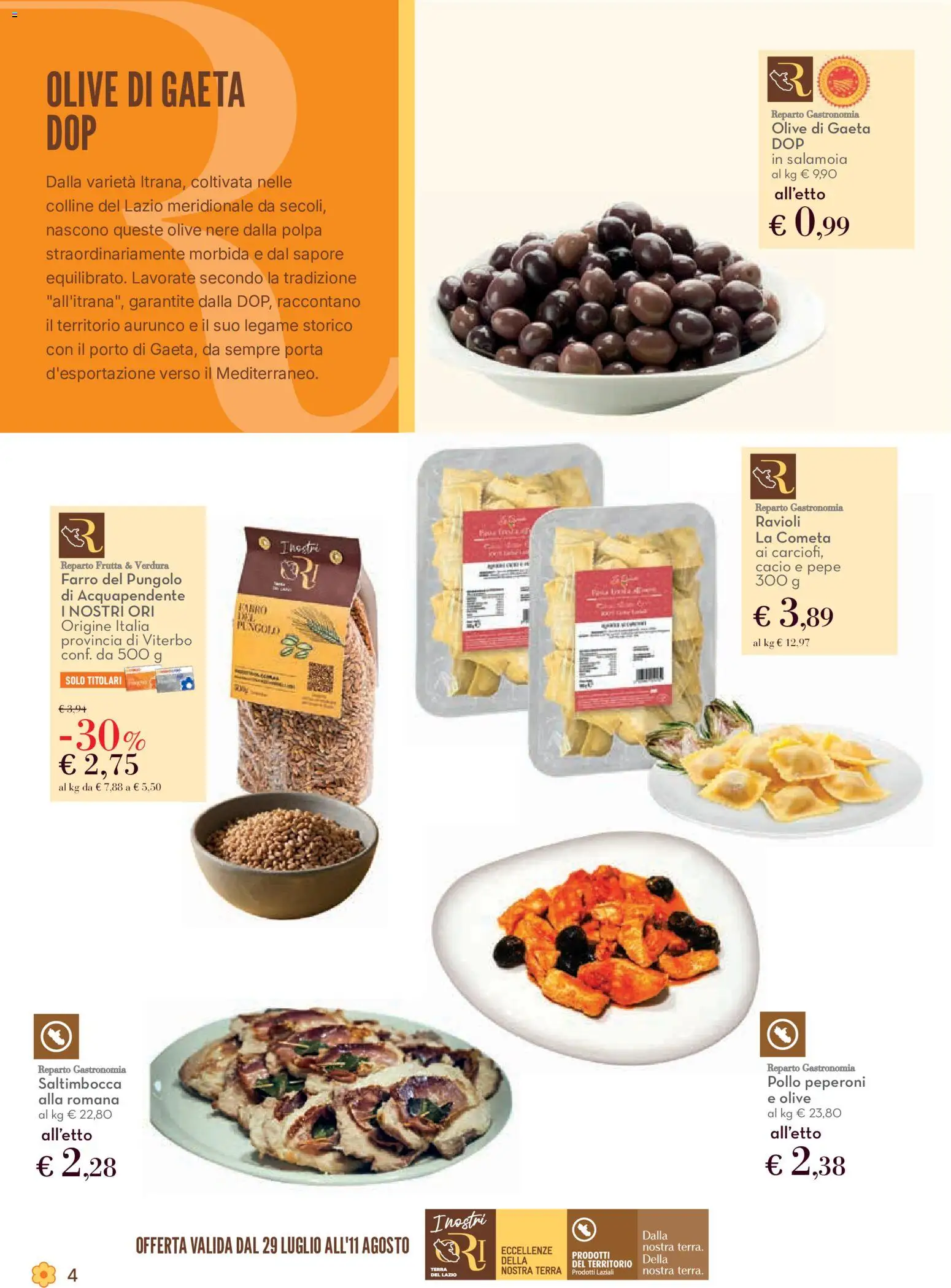Volantino Conad del 29/07/2026 | Pagina: 4 | Prodotti: Pollo, Olive, Ravioli, Terra