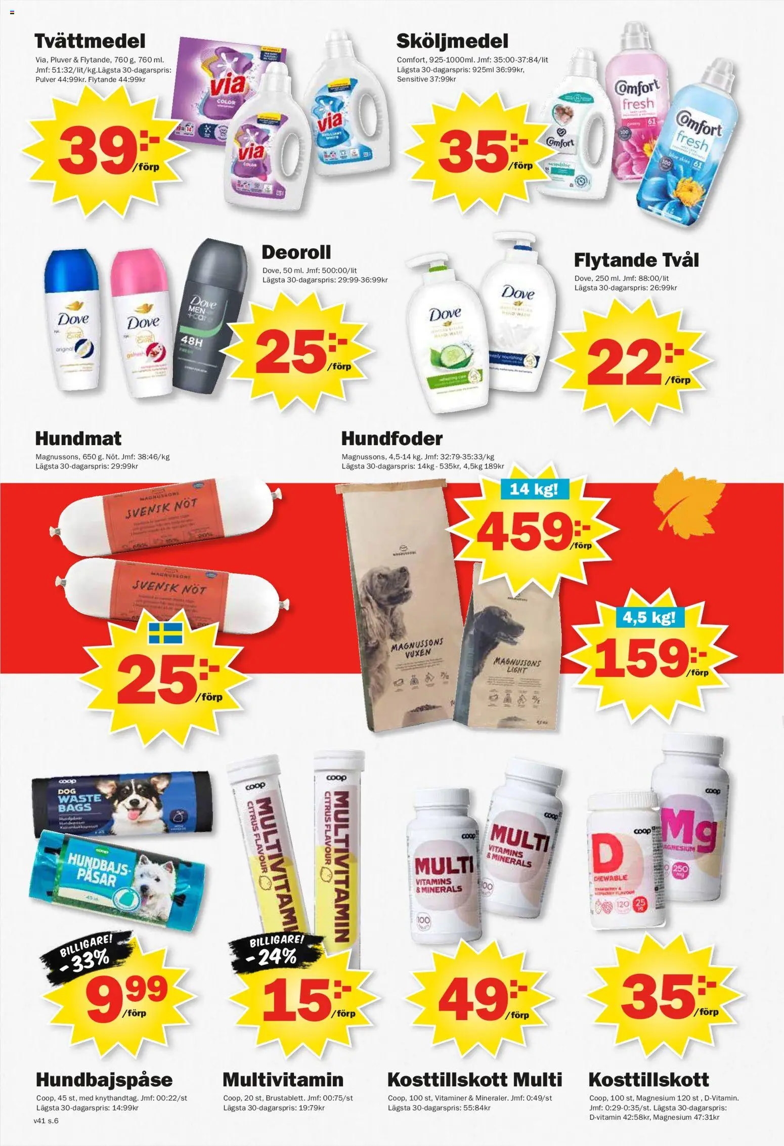 Pekås reklamblad aktuell från 05/10/2026 | Sida: 6 | Produkter: Tvål, Sköljmedel, Hundfoder, Hundmat