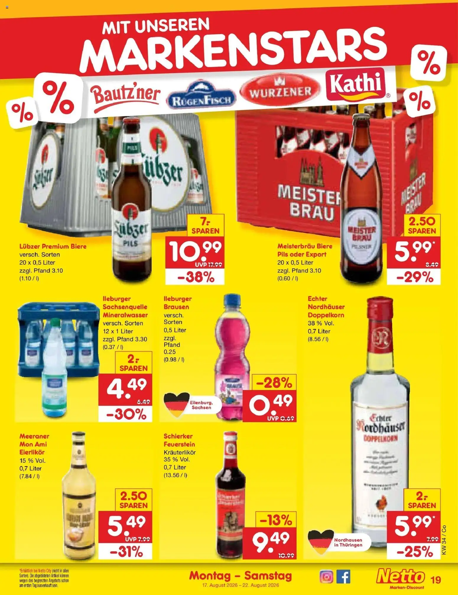 Netto Marken-Discount Prospekt Bitterfeld-Wolfen – gültig ab 17.08.2026 | Seite: 25 | Produkte: Pils, Mineralwasser, Lubzer