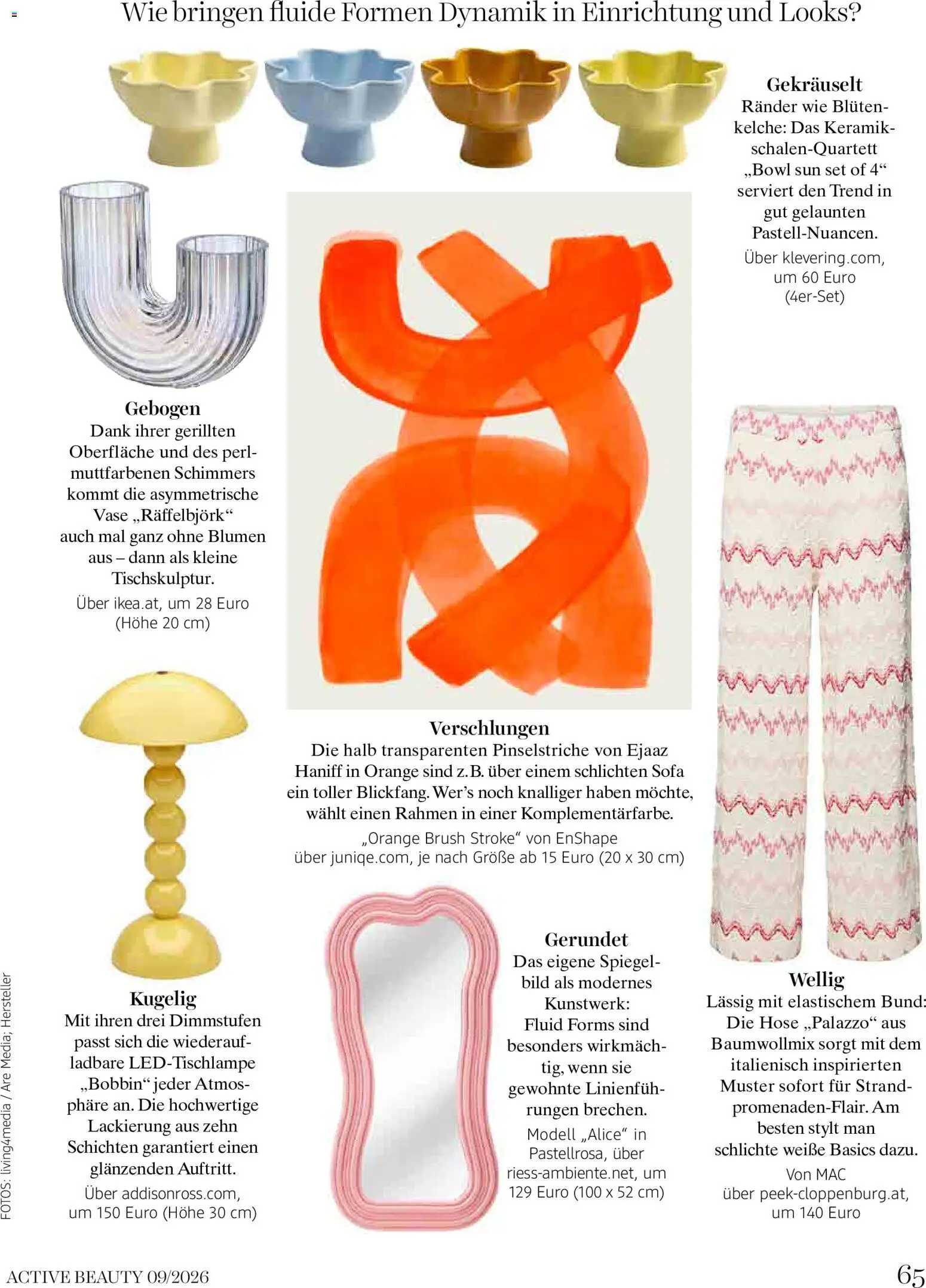 dm drogerie markt Active Beauty Magazin 09/2026 gültig ab 01.09.2026 | Seite: 65 | Produkte: Hose, Sofa, Spiegel, Vase