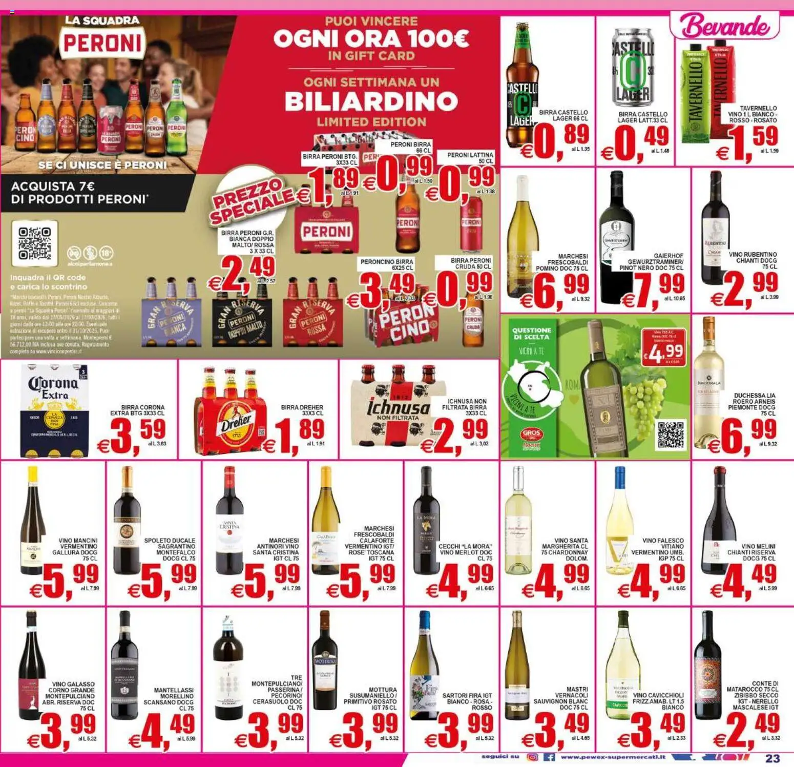 Volantino Pewex del 19/06/2026 | Pagina: 23 | Prodotti: Birra, Tè, Vino, Pecorino
