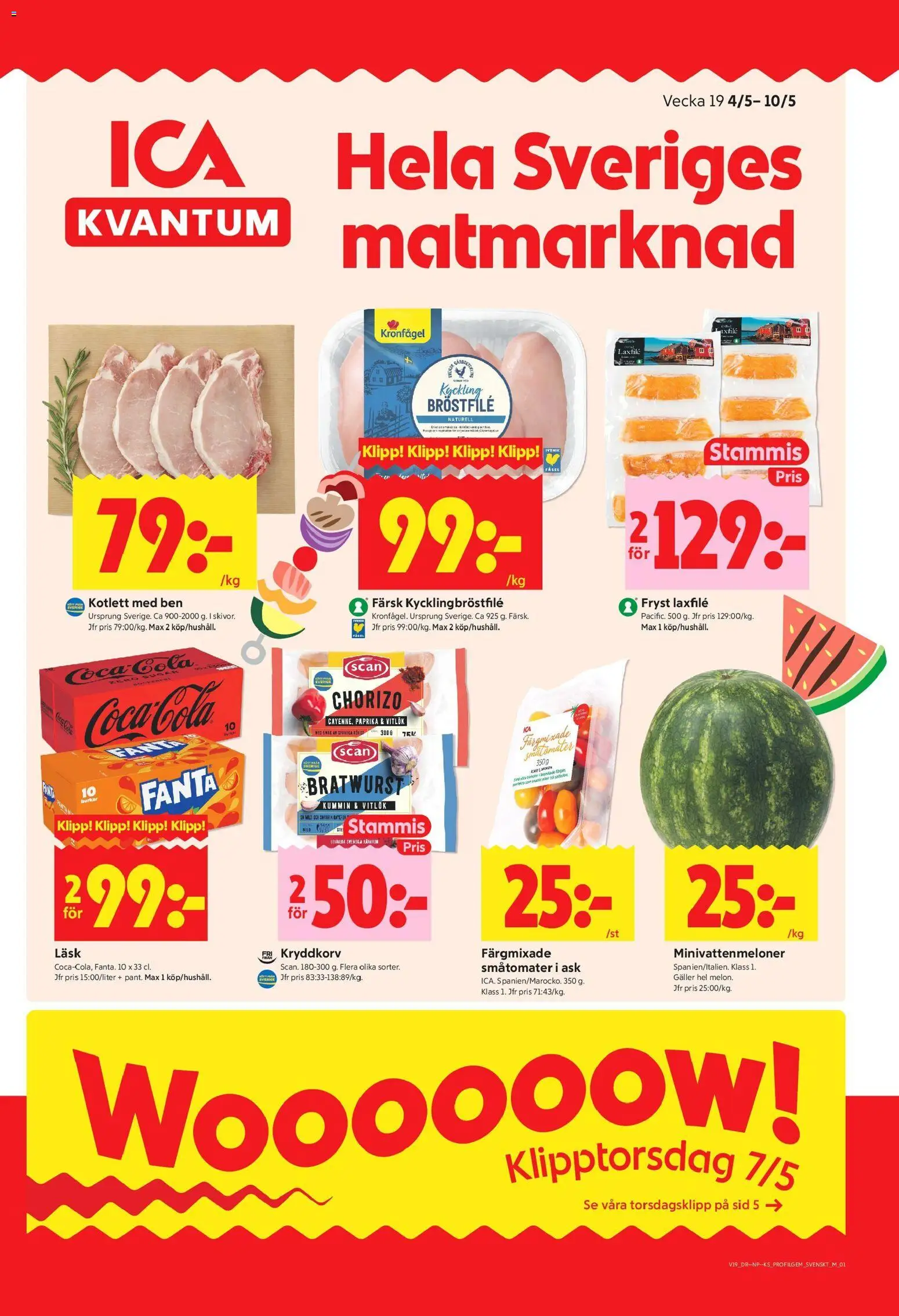 ICA Kvantum reklamblad aktuell från 04.05.2026 | Sida: 1 | Produkter: Galler, Coca cola, Fanta, Chorizo