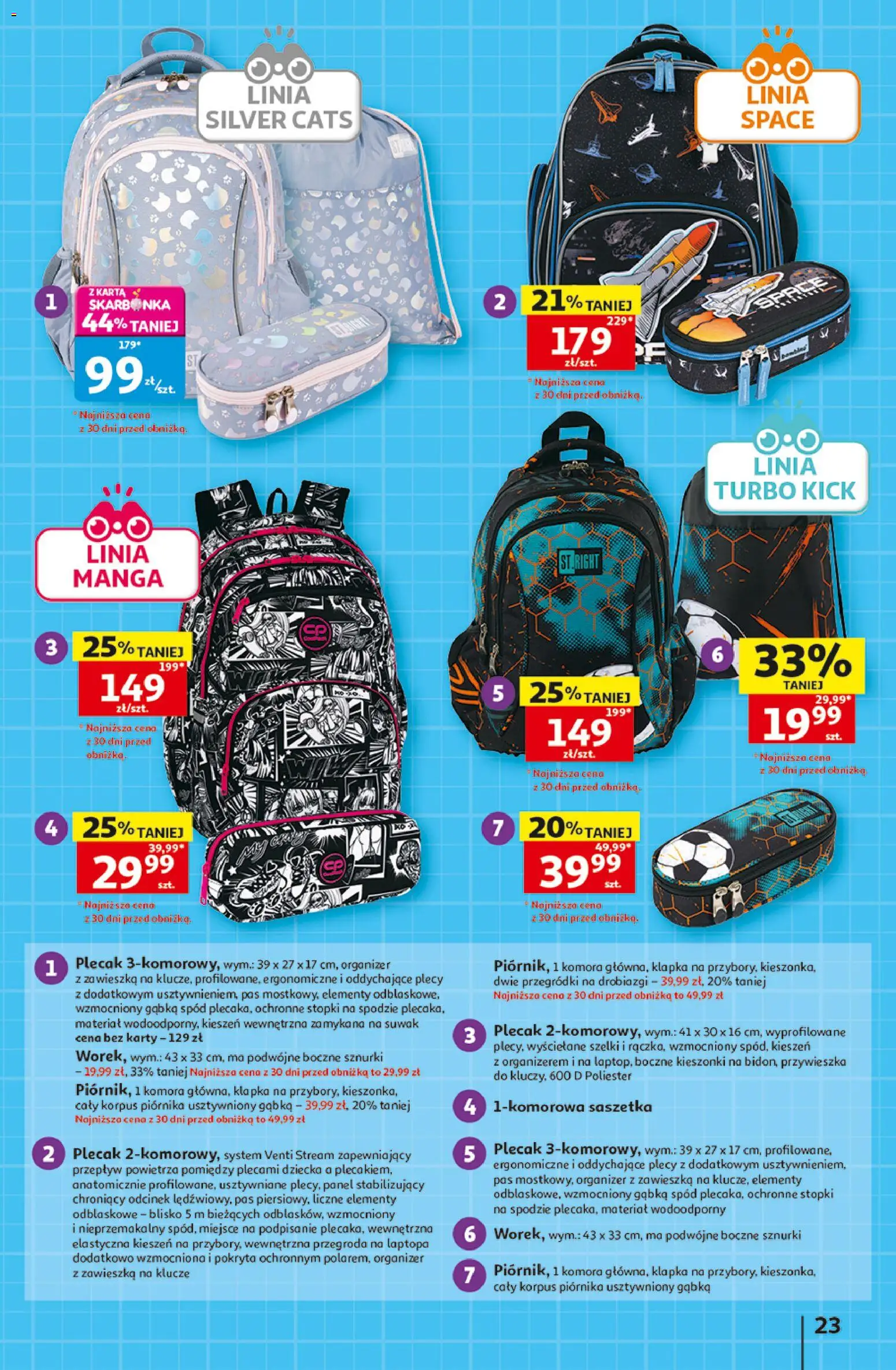 Auchan gazetka - 30 Lat Hipermarket od 20.08.2026 | Strona: 23 | Produkty: Karta, Plecak, Gąbka