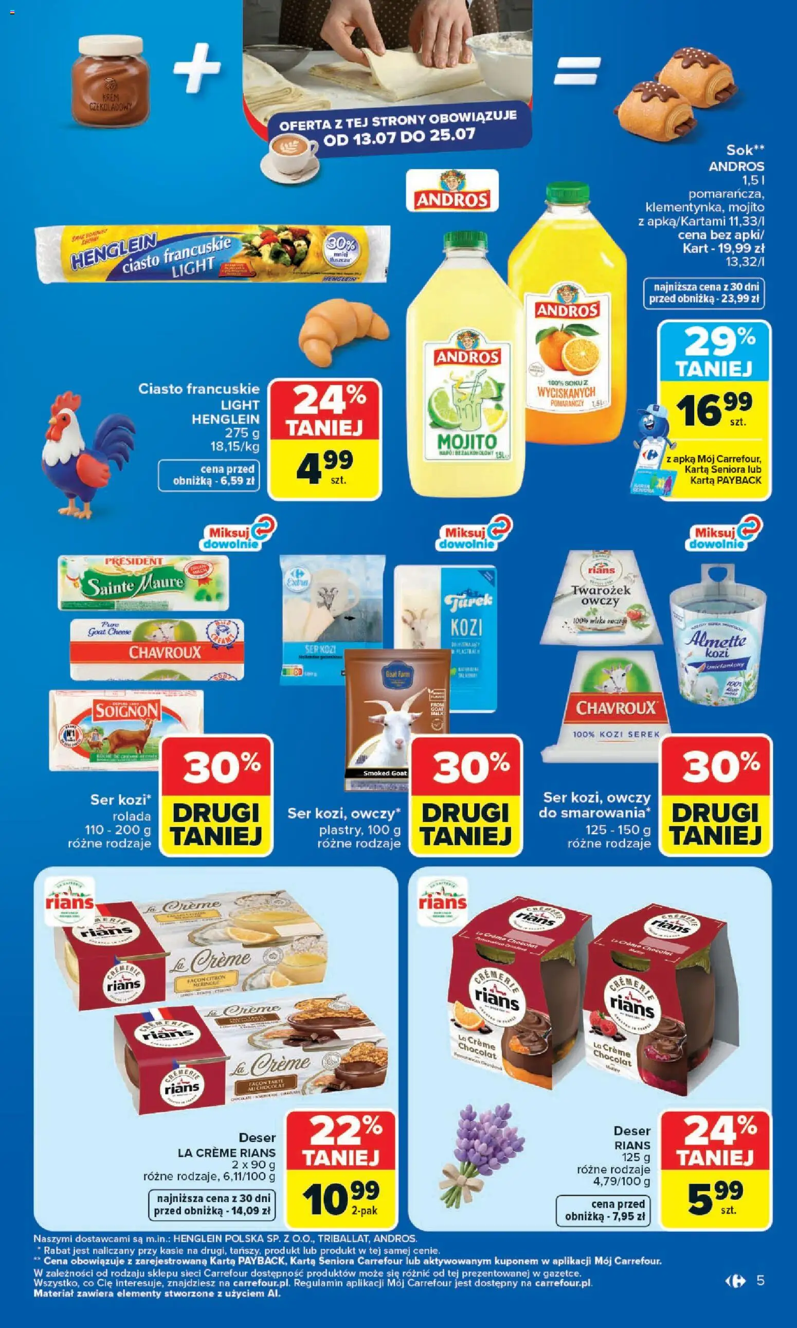 Carrefour gazetka - Kuchnia Francuska od 13.07.2026 | Strona: 5 | Produkty: Ciasto, Mleka, Ser, Sok