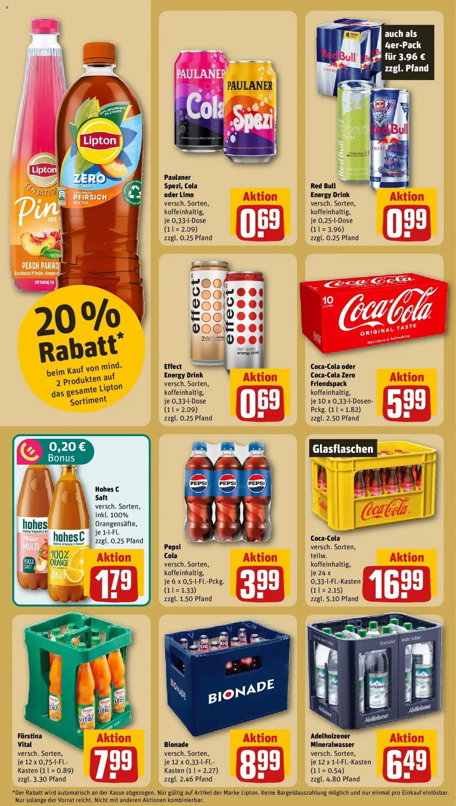 REWE Prospekt ab 19.10.2026 zum Blättern » Angebote | Seite: 18 | Produkte: Bionade, Pfirsich, Pepsi, Saft