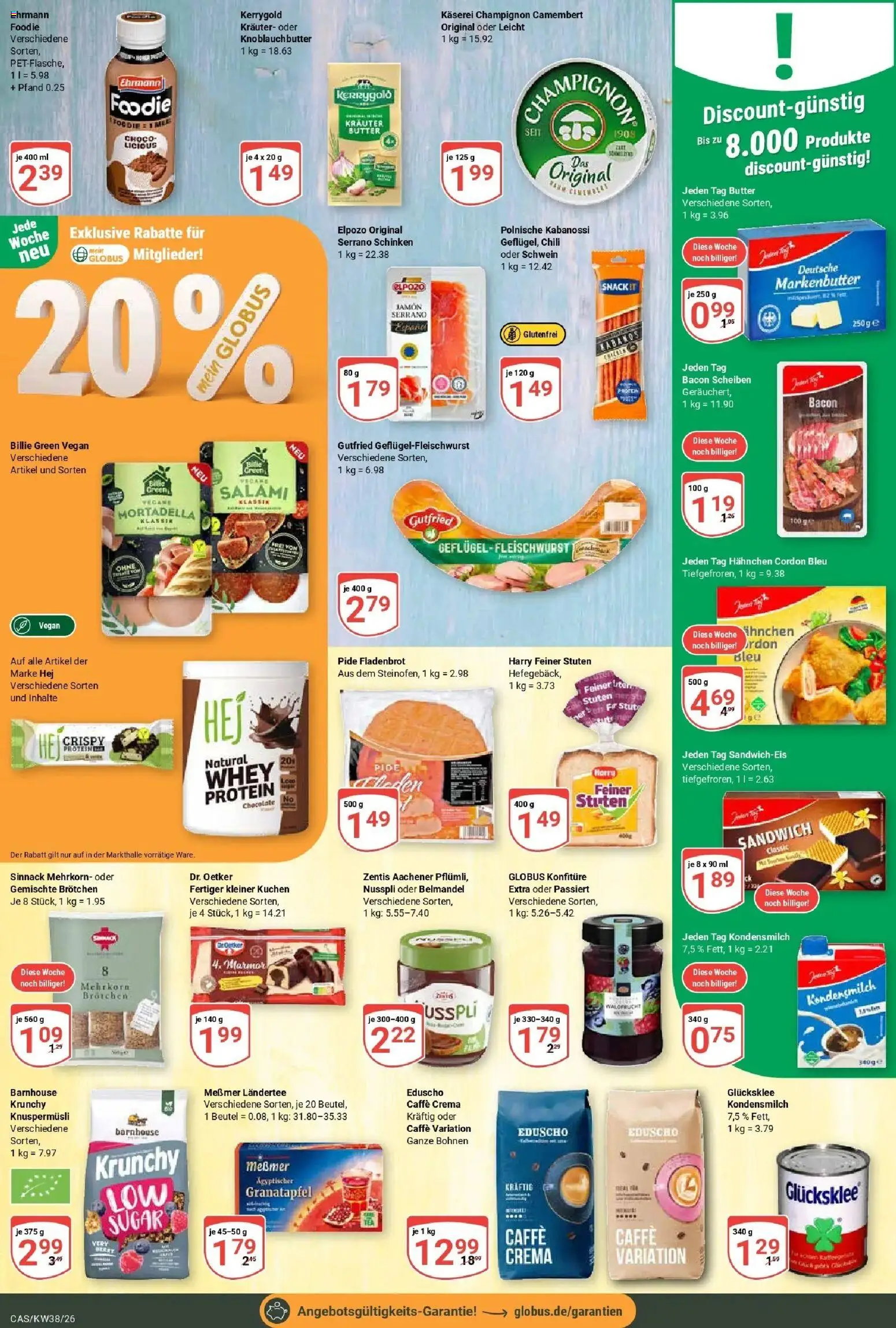 Globus Prospekt Castrop-Rauxel (ab 14.09.2026) » Angebote online | Seite: 15 | Produkte: Butter, Schinken, Kuchen, Eduscho