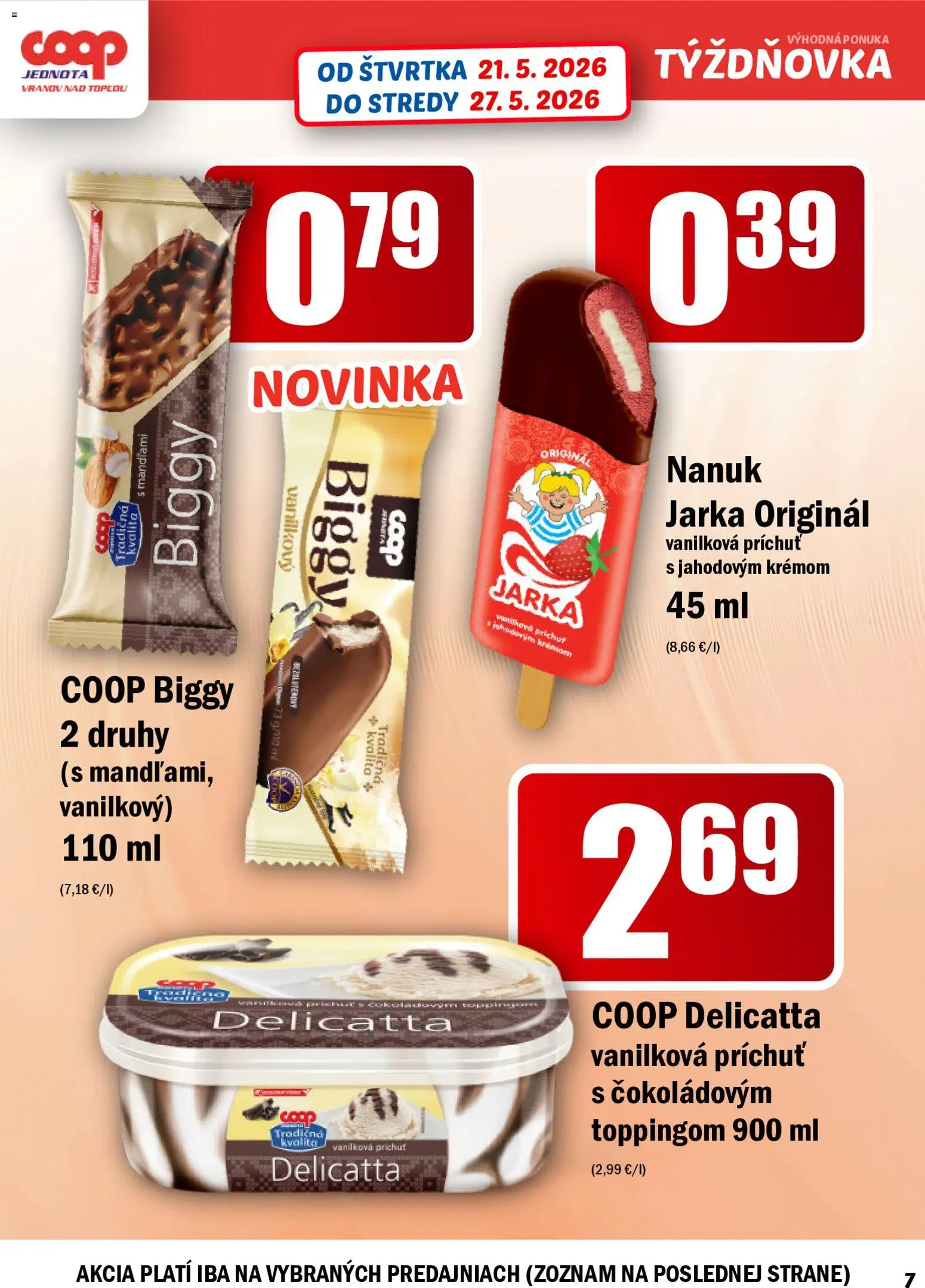 Nové COOP Jednota akcie – leták je platný od 21.05.2026 | Strana: 7 | Produkty: Nanuk