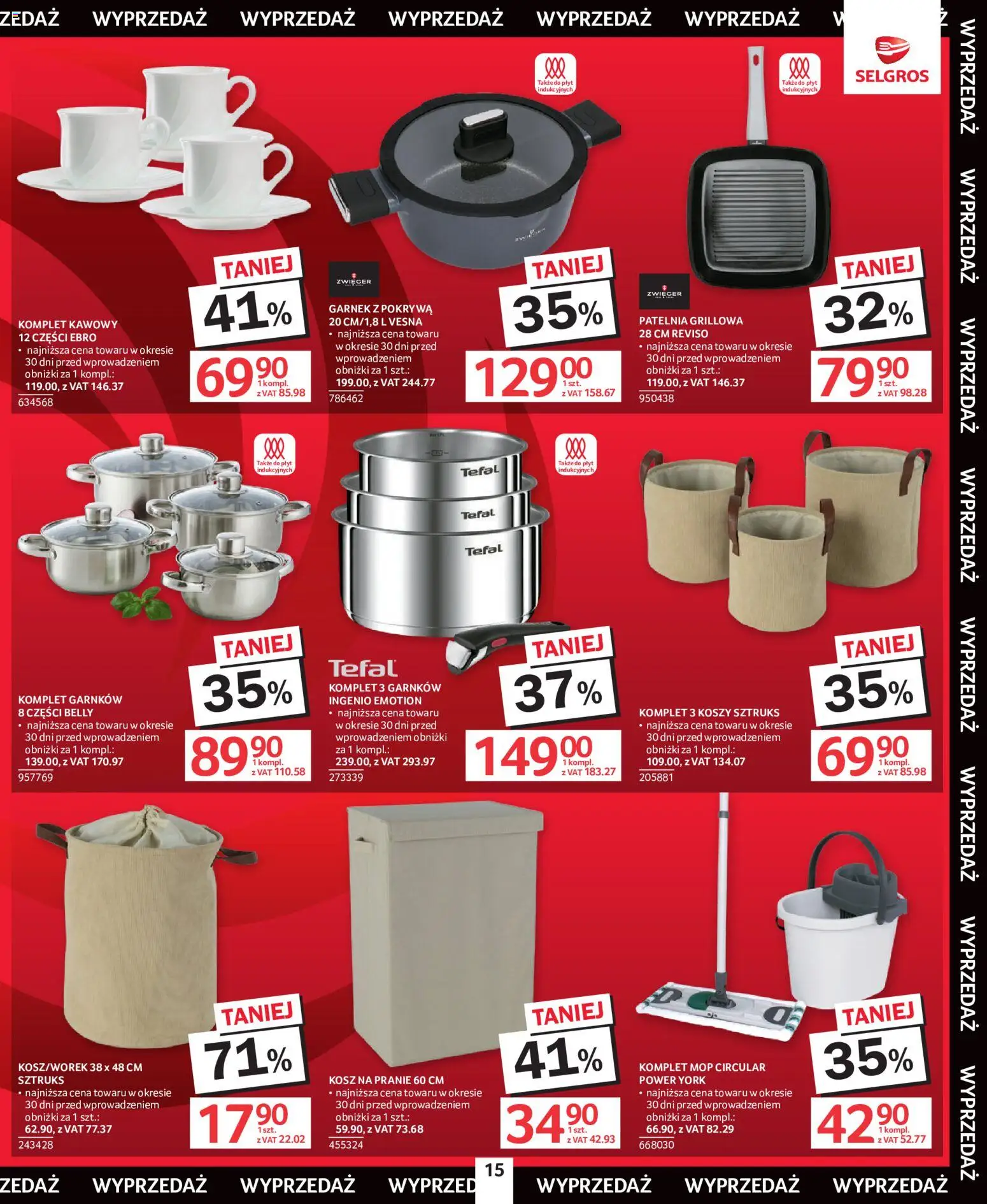 Selgros cash&carry gazetka - Totalna Wyprzedaż od 02.07.2026 | Strona: 15 | Produkty: Kosz, Komplet garnków, Patelnia, Tefal