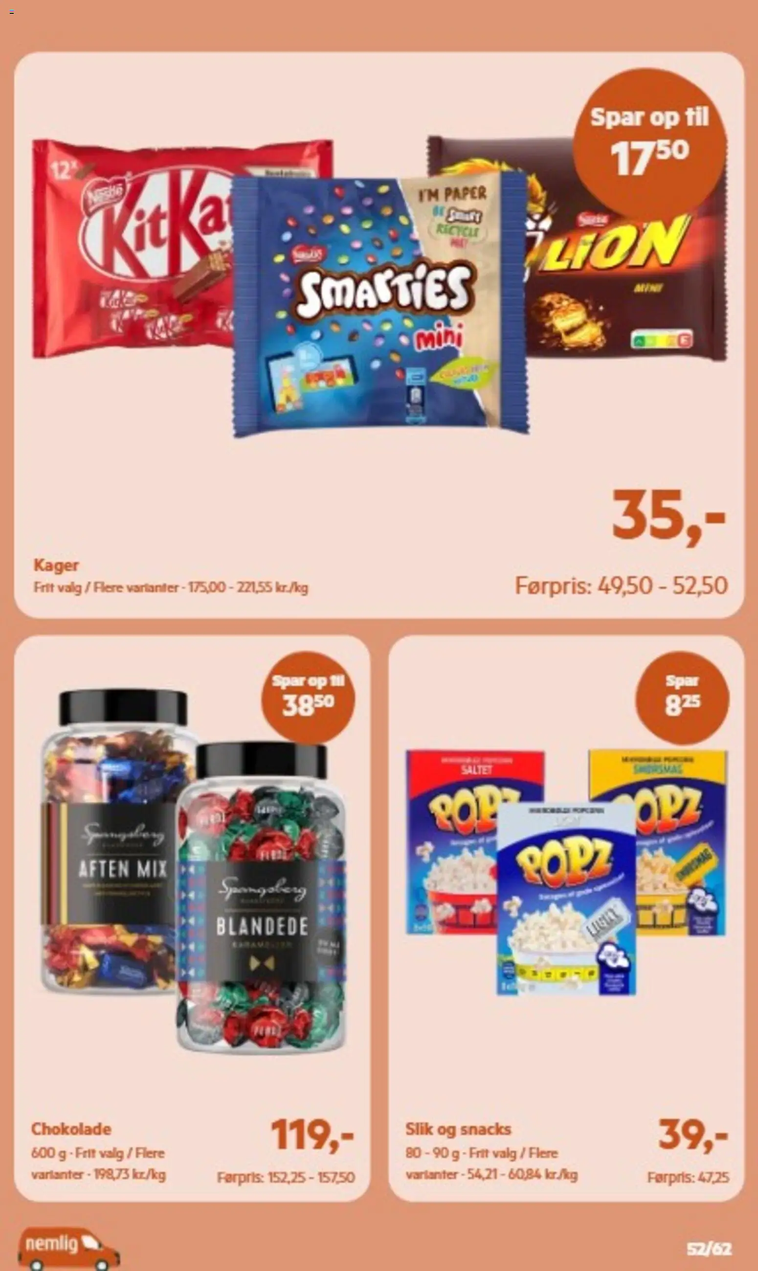 Nemlig tilbudsavis – gyldig fra 30/09/2026 | Side: 52 | Produkter: Chokolade, Slik, Snacks, Kager