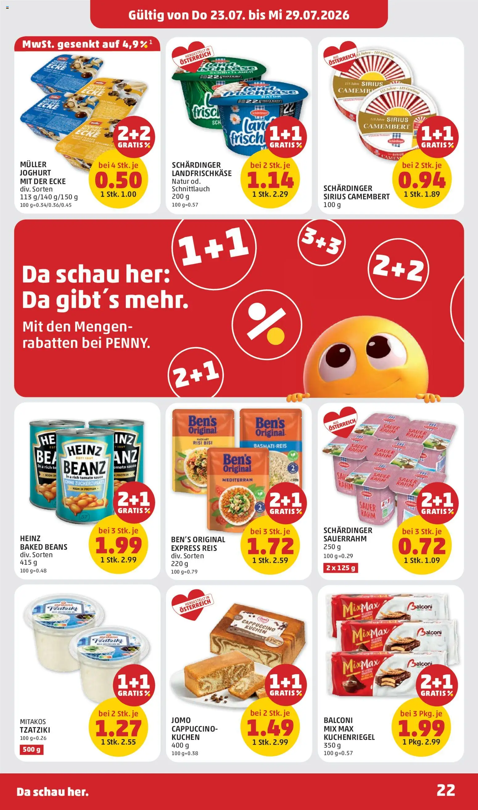 Penny Markt Flugblatt gültig ab 23.07.2026 | Seite: 22 | Produkte: Joghurt, Reis, Sauerrahm