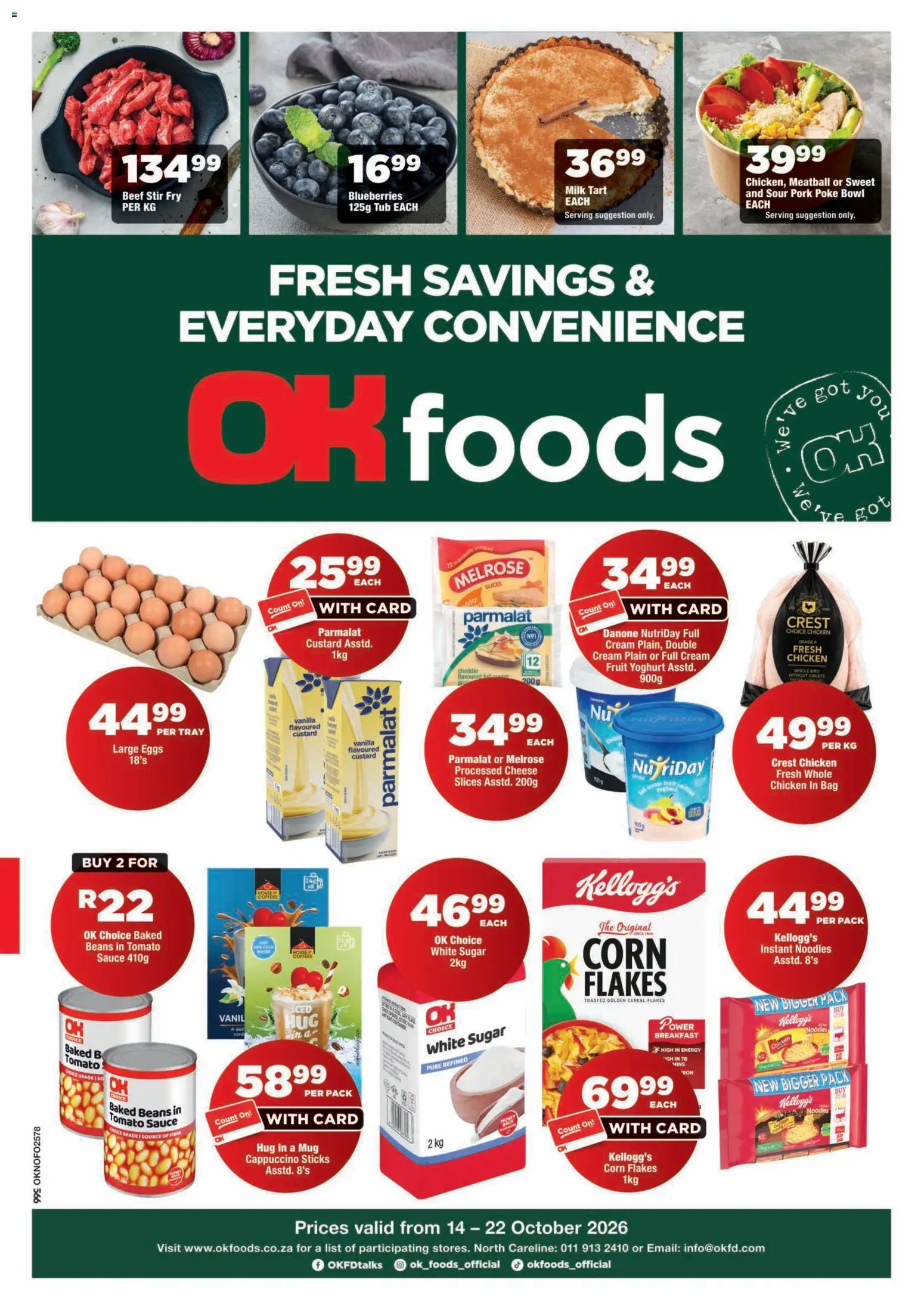 New OK Foods catalogue – valid from 14/10/2026 | Page: 1 | Products: Tray, Eggs, Chicken, Pork
