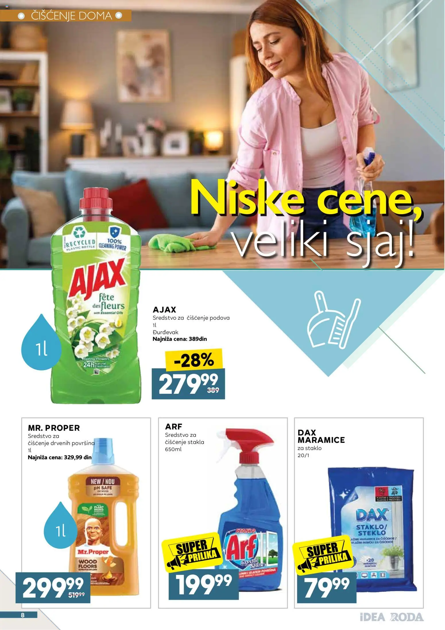 Idea katalog - važi od 31.08.2026 | Strana: 8 | Proizvode: Maramice, Sredstvo za čišćenje, Staklo, Ajax