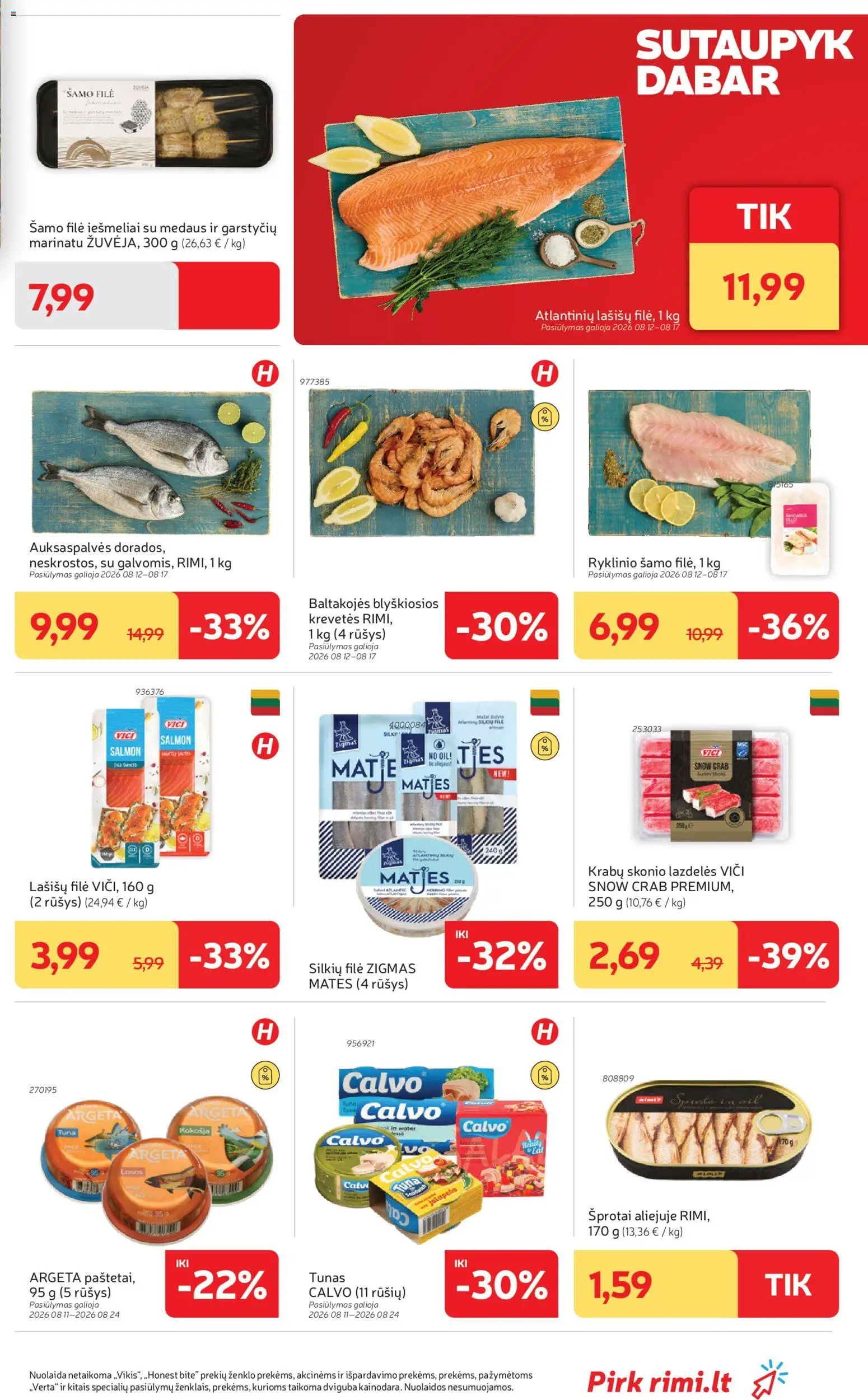 Rimi akcijos nuo 2026.08.11 | Puslapis: 7 | Prekių: Tunas