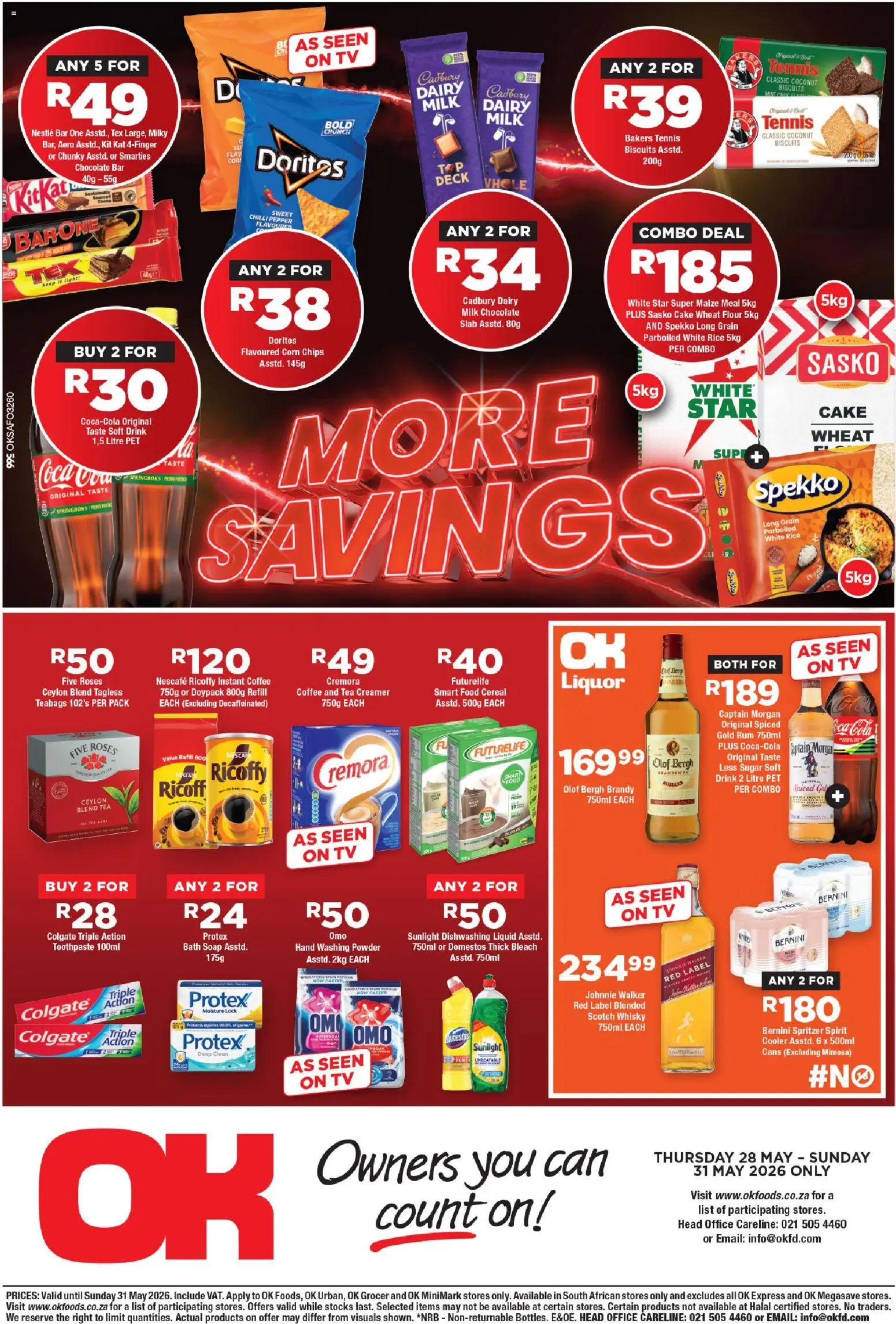 New OK Foods catalogue – valid from 28.05.2026 | Page: 2 | Products: Phone, Rum, Soap, Chilli